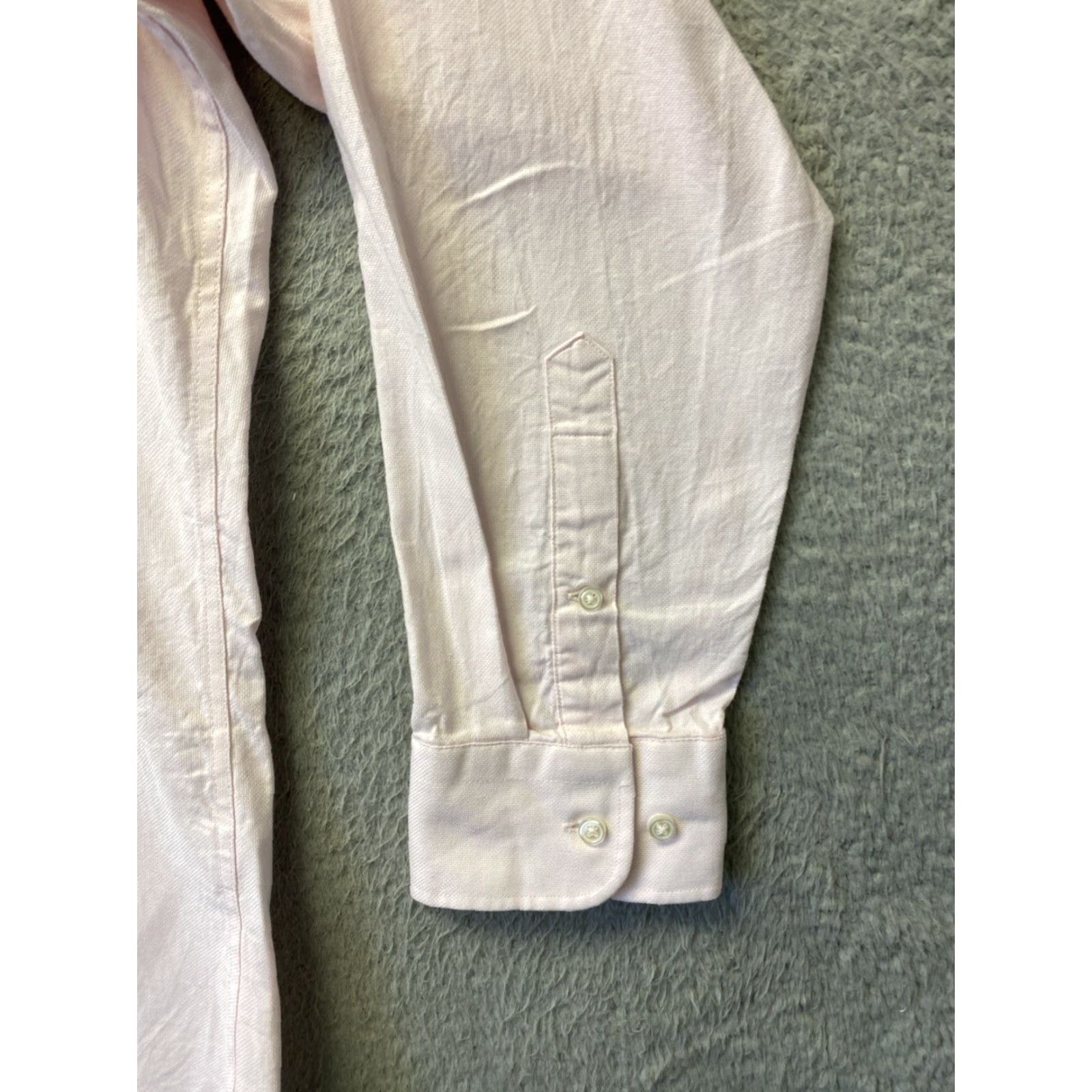 Nordstrom Nordstrom Dress Shirt Mens 15.5 Slim Light Pink 100% Cotton Long Sleeve Barrel Cuff, Workwear, Business, Casual, Regular Fit Size 40R - 3 Thumbnail