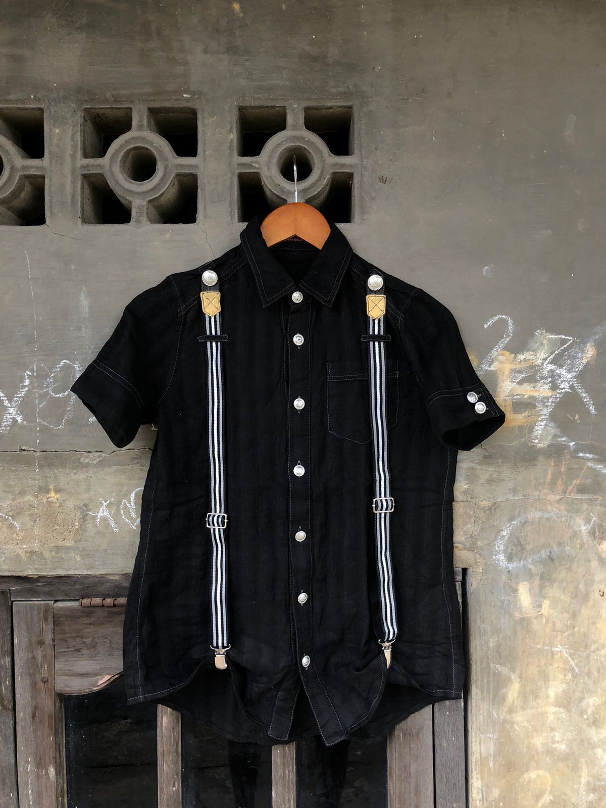 image of If Six Was Nine x Le Grande Bleu L G B Algonquis Punk Shirt in Black, Men's (Size Medium)