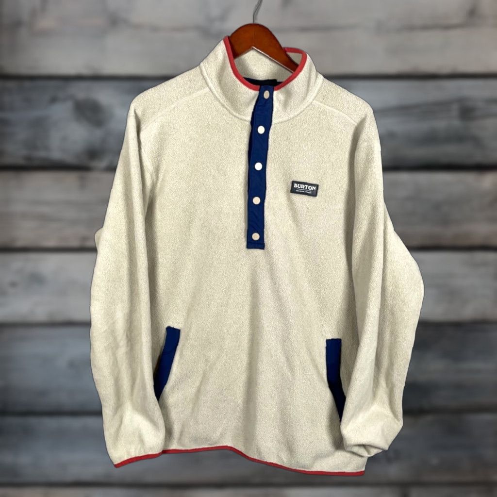 Burton Burton Polartec Snap T Fleece Pullover Adult Large Beige Dark Blue (with flaw) Size US L / EU 52-54 / 3 - 1 Thumbnail