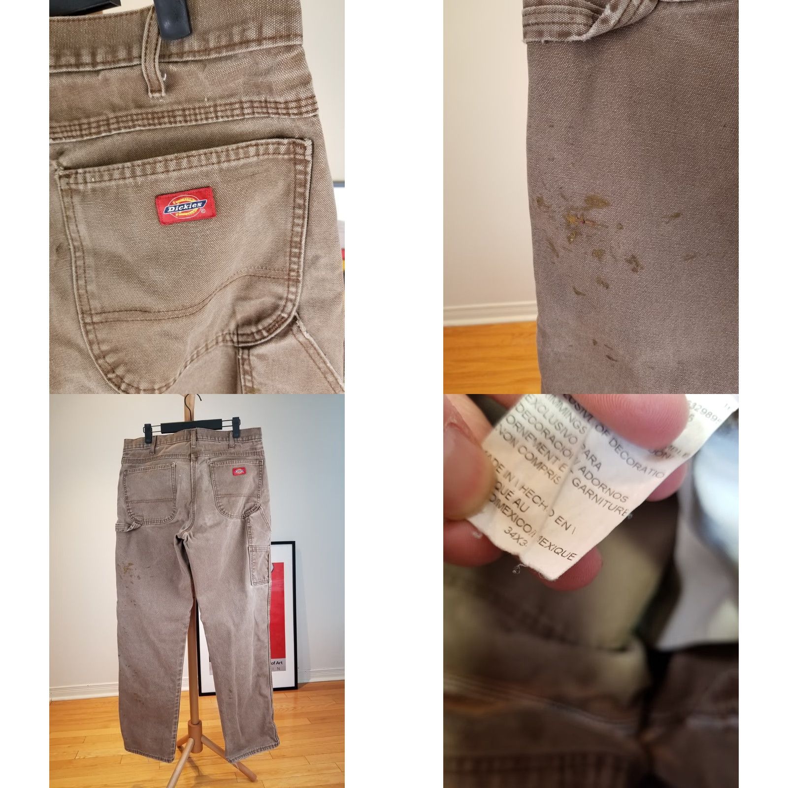 Dickies VINTAGE Y2K DICKIES DUCK DISTRESSED TRASHED CARPENTER PAINTER PANTS SZ 34 Mens Pants Brown 34 33 42 Canvas Cotton Carpenter 34 inches Size US 34 / EU 50 - 8 Thumbnail