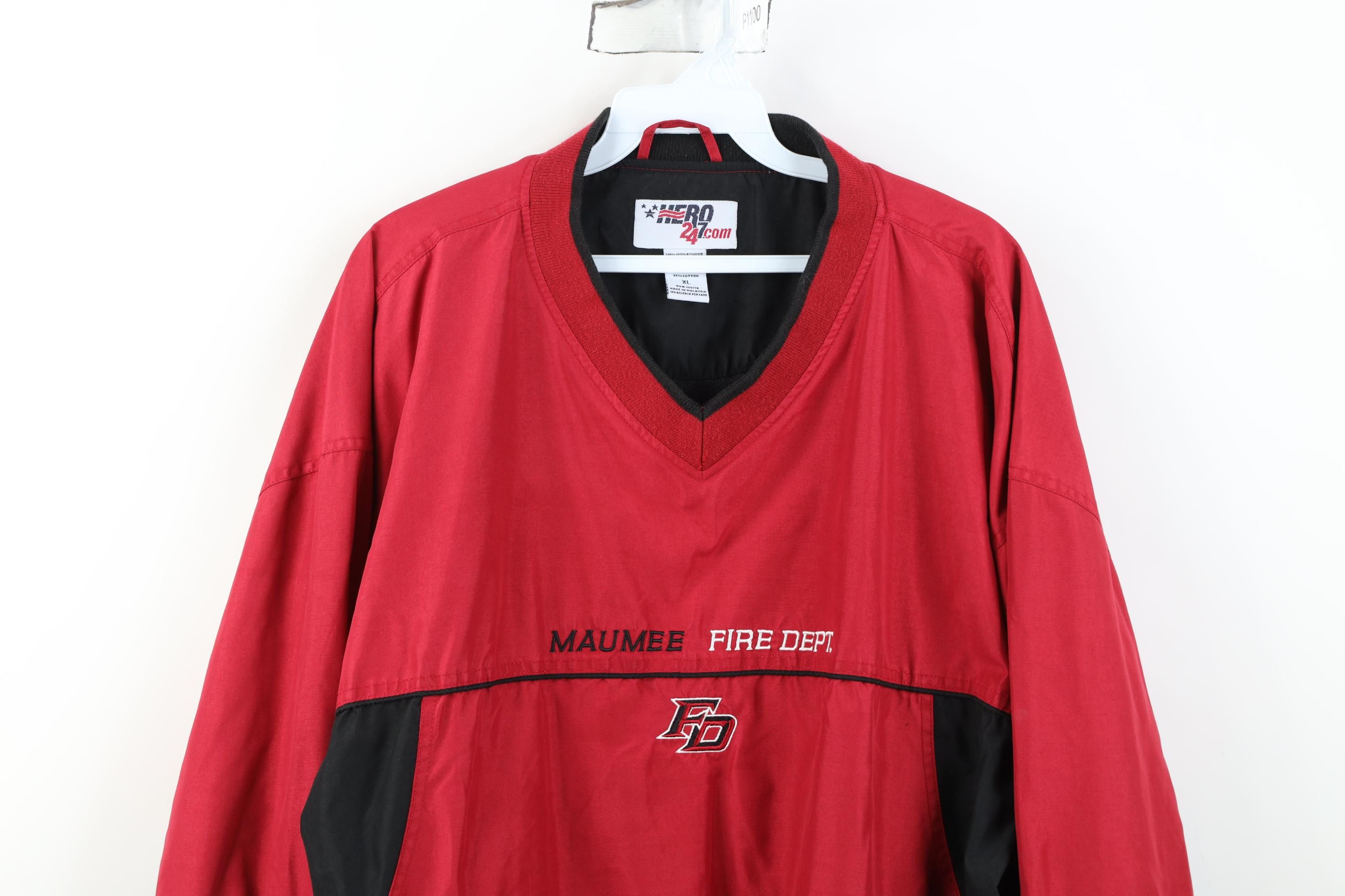 Vintage Vintage Fire Department Pullover Windbreaker Jacket Red Size US XL / EU 56 / 4 - 2 Thumbnail