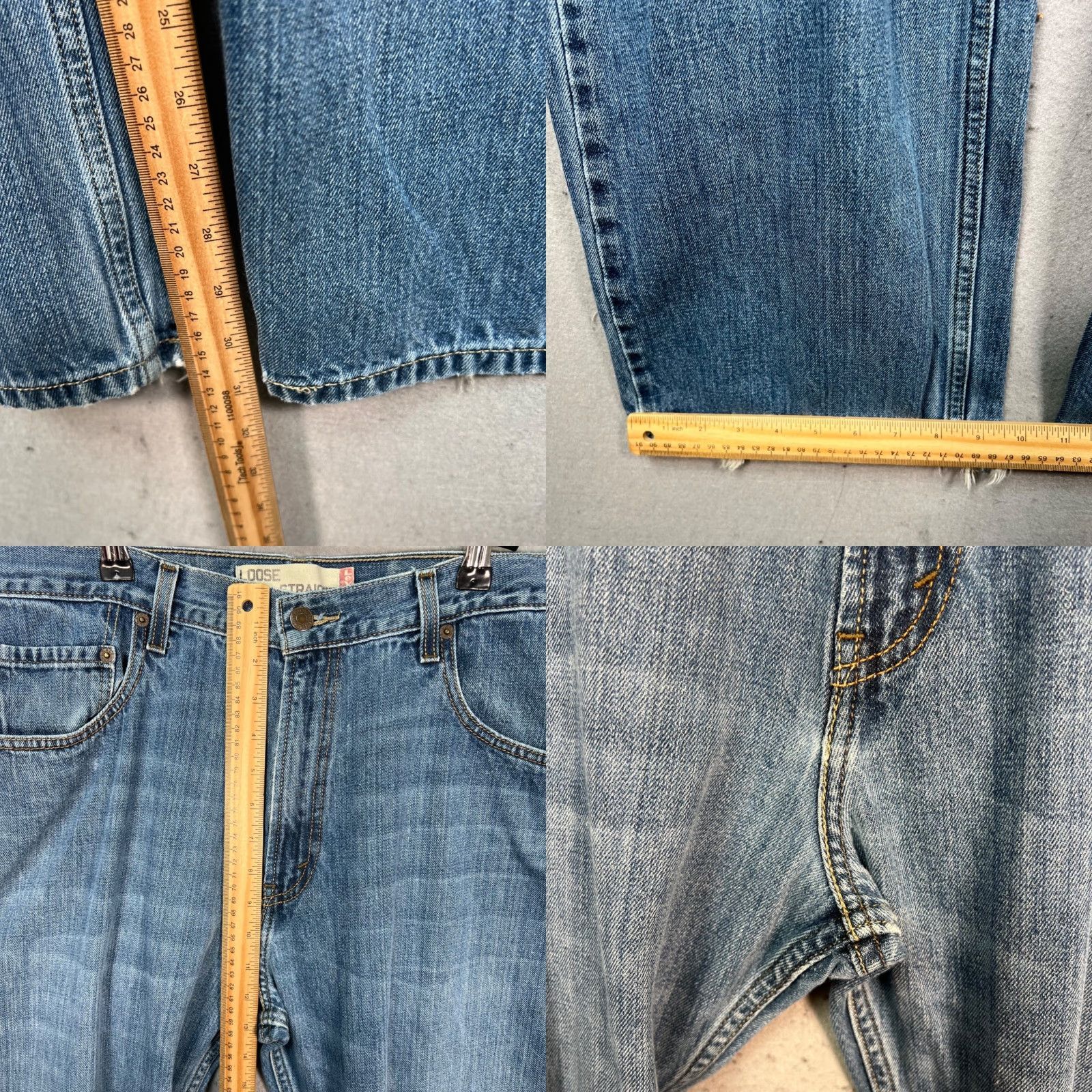 Levi's Levis 569 Jeans Mens 36 x 32 Distressed Hem Blue Denim Straight Relaxed Regular Fit 5-Pocket Denim Blue Jeans Mens Size US 36 / EU 52 - 8 Thumbnail
