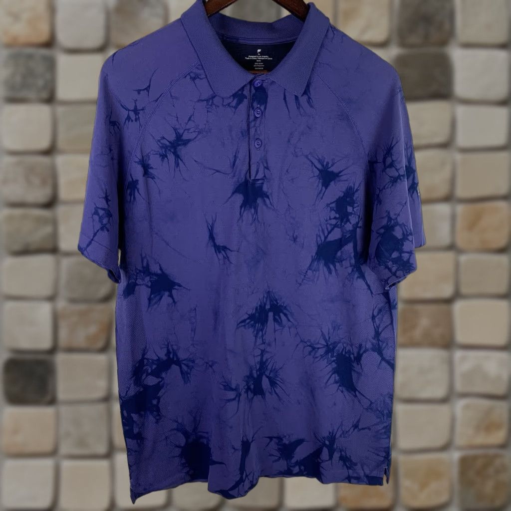 Fabletics VINTAGE Fabletics The Training Day Polo Shirt Purple Tie Dye Stretch Mens XL Nylon Men Shorts Sleeve Short Sleeve Polo Size US XL / EU 56 / 4 - 1 Thumbnail