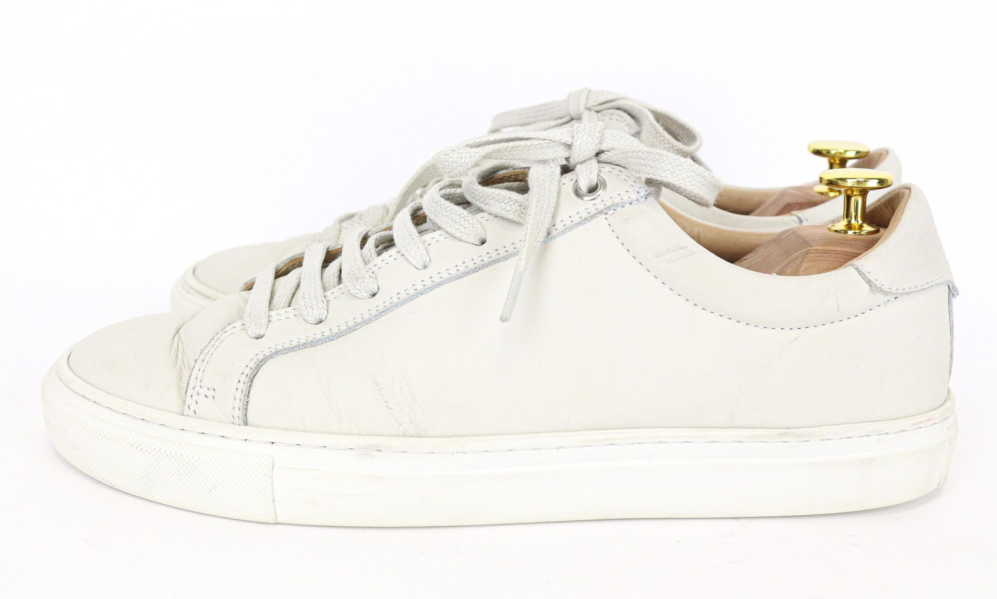 Suitsupply EU41 Beige Grey Leather Low-Top Sneakers 74451 Size US 8 / EU 41 - 6 Thumbnail
