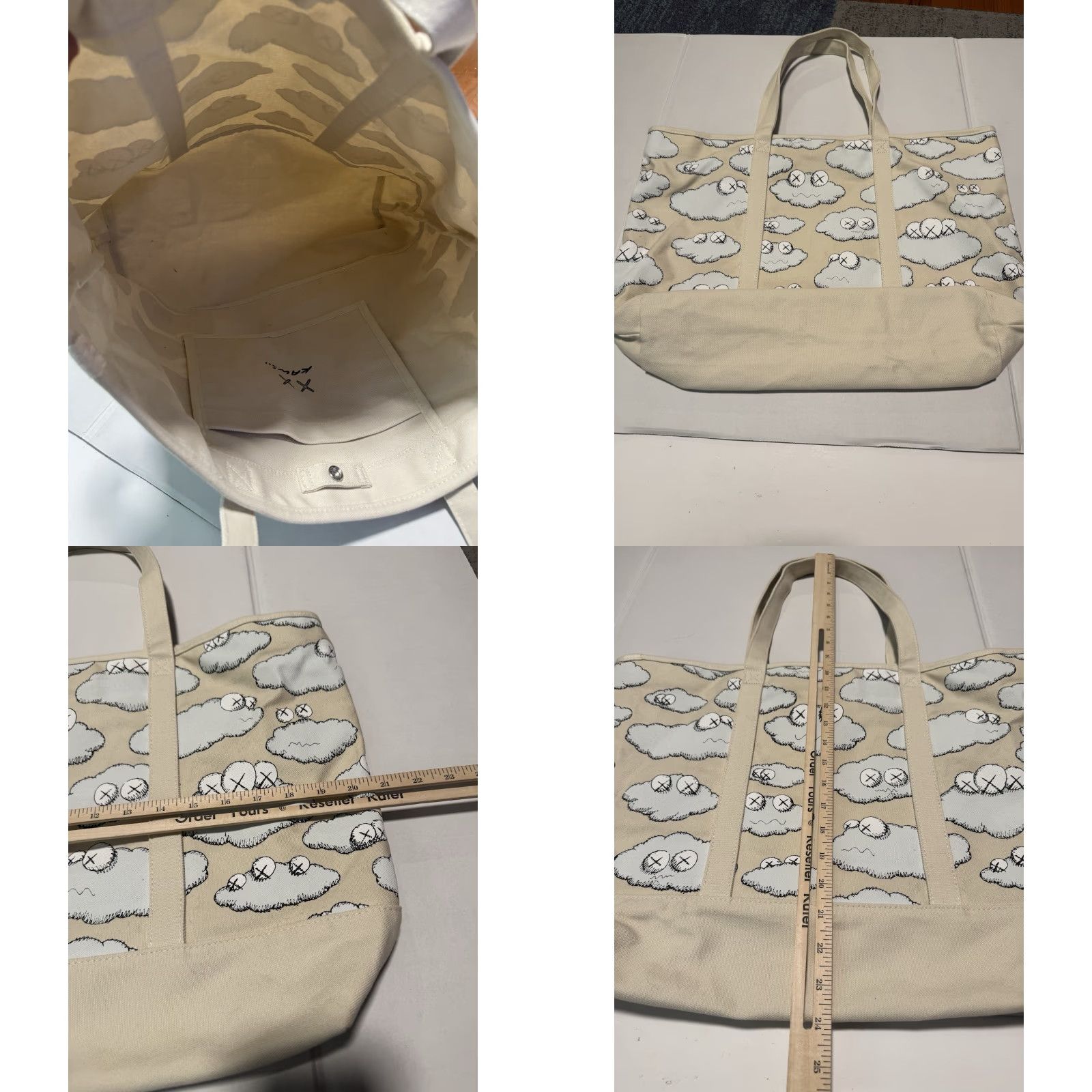 Uniqlo KAWS x UNIQLO SS16 White Clouds Beige Light Brown Canvas Tote Bag Rare Size ONE SIZE - 10 Thumbnail