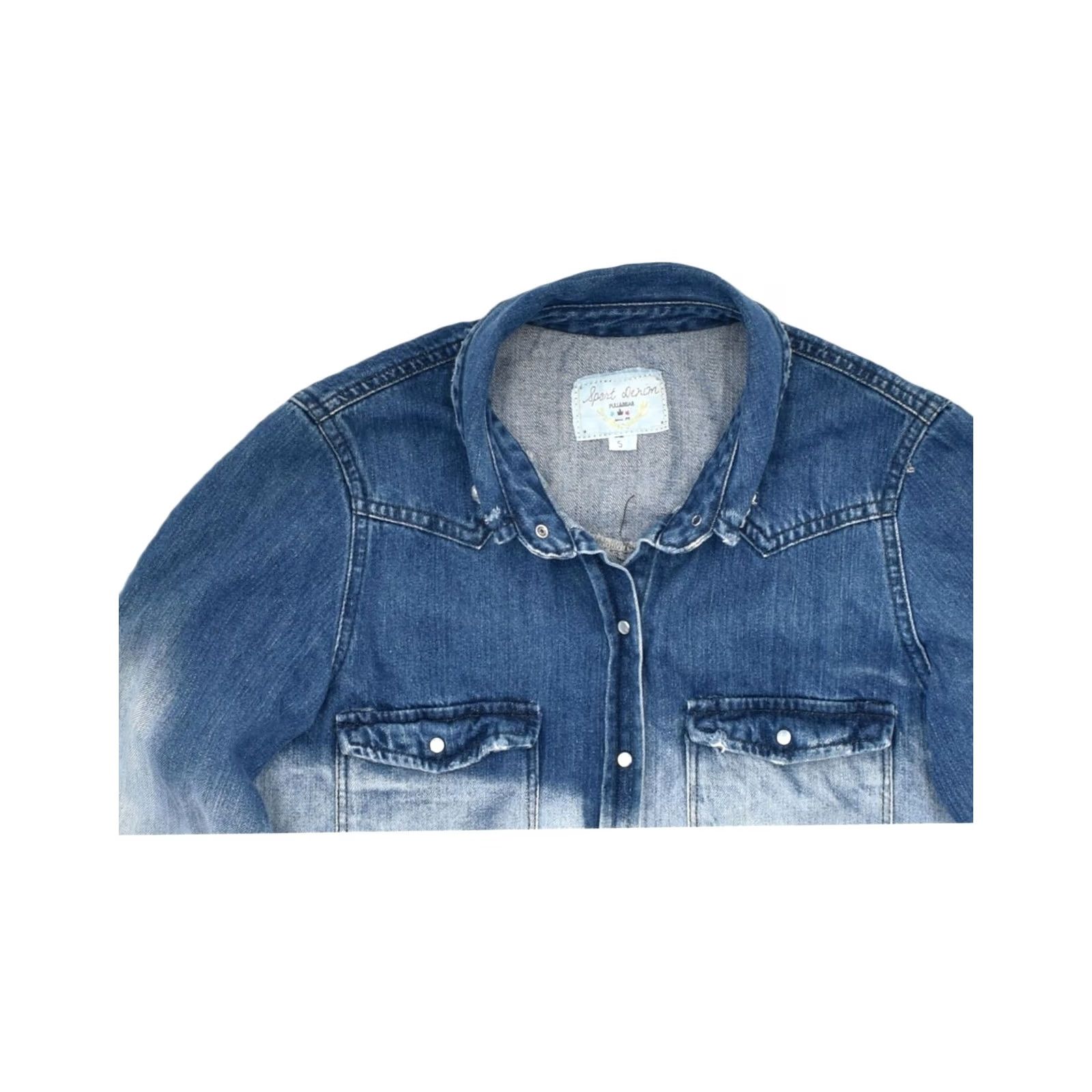 Vintage PULL & BEAR Womens Shirt Small Blue Tie Dye Cotton Denim UK 10 Size S / US 4 / IT 40 - 3 Thumbnail