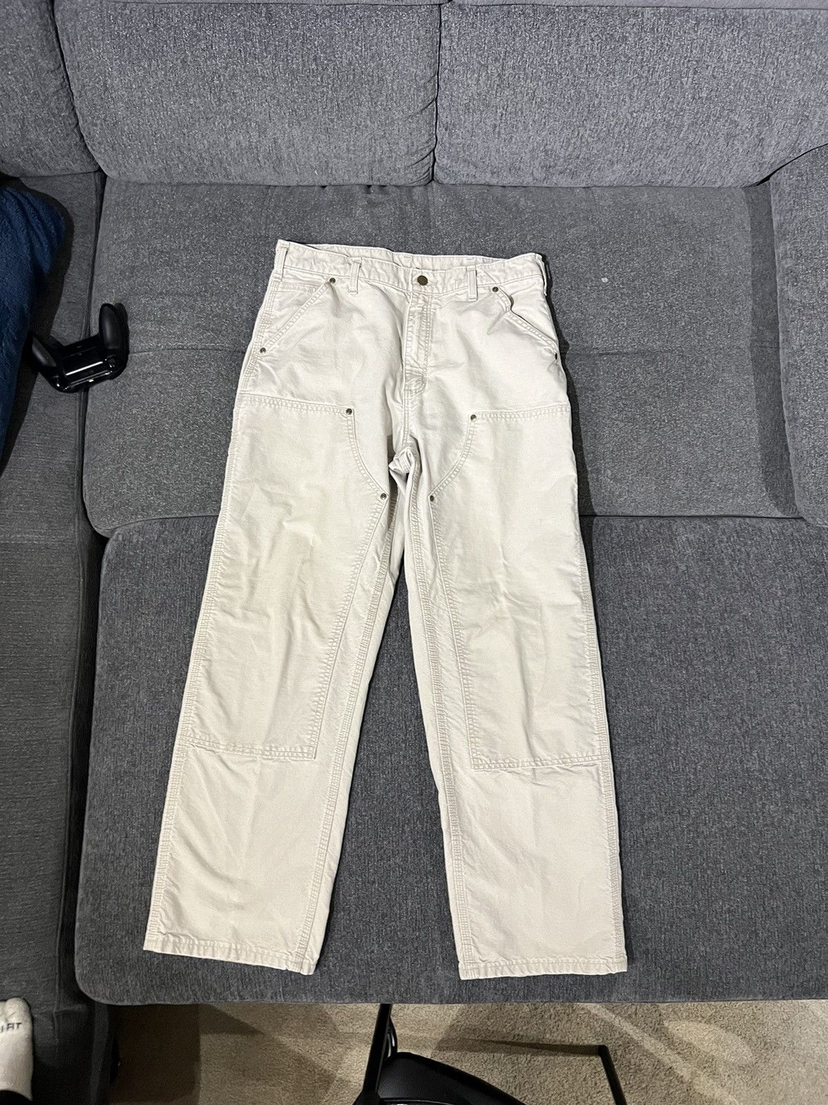 image of Carhartt Denim Double Knee Light Grey 32X30 in Light Gray, Men's