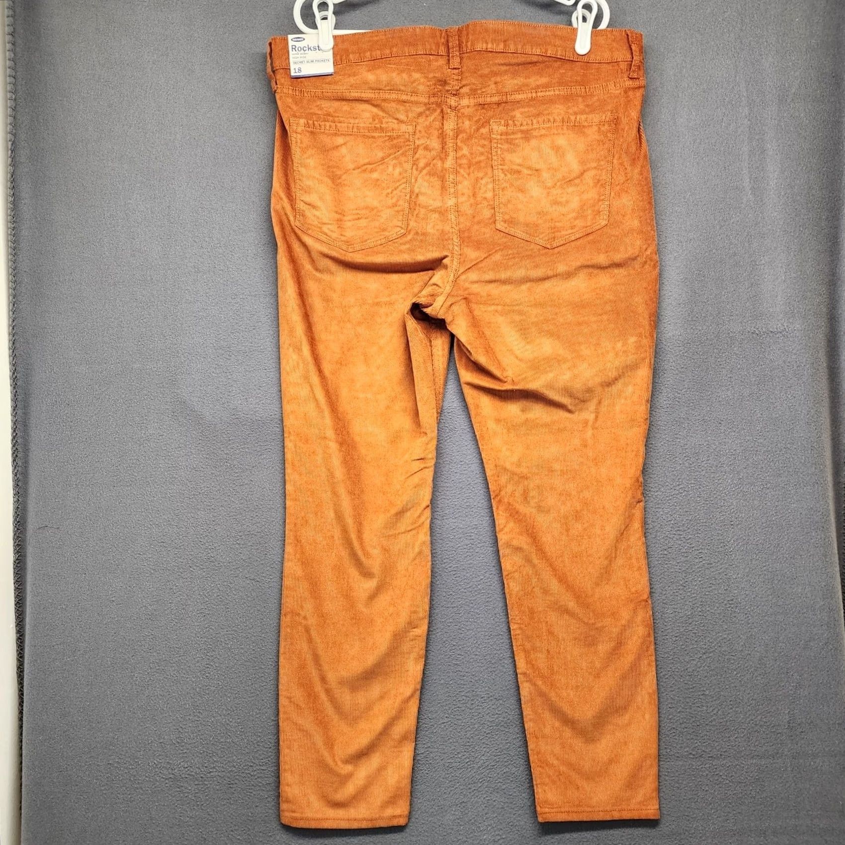 Old Navy OLD NAVY Corduroy Pants Women 18 Rust Orange Rockstar Super Skinny High Rise Plus Size 28 in Inseam Womens Summer Fall Winter Jeans Size 40" / US 18 - 2 Thumbnail