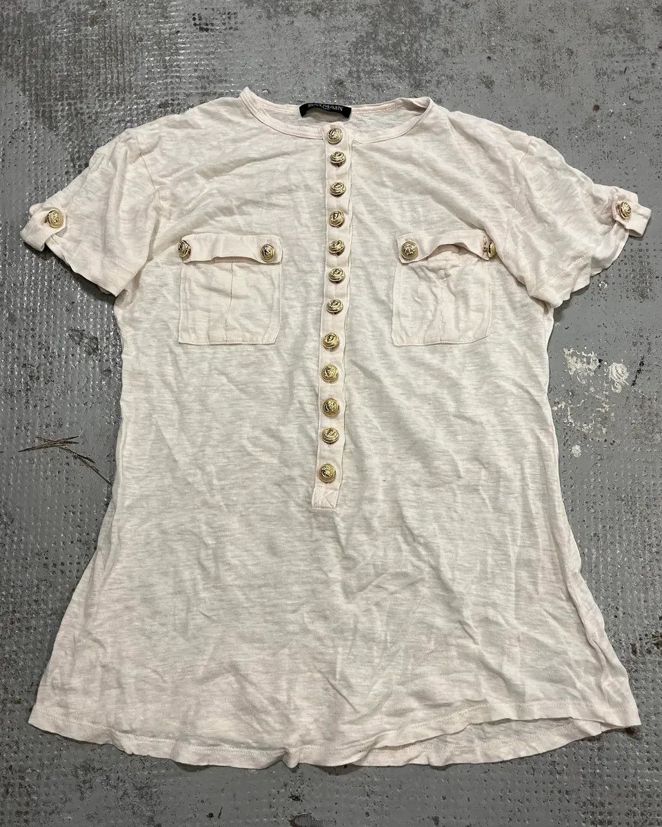 Balmain Balmain White Military Buttoned T-Shirt Size S / US 4 / IT 40 - 4 Thumbnail