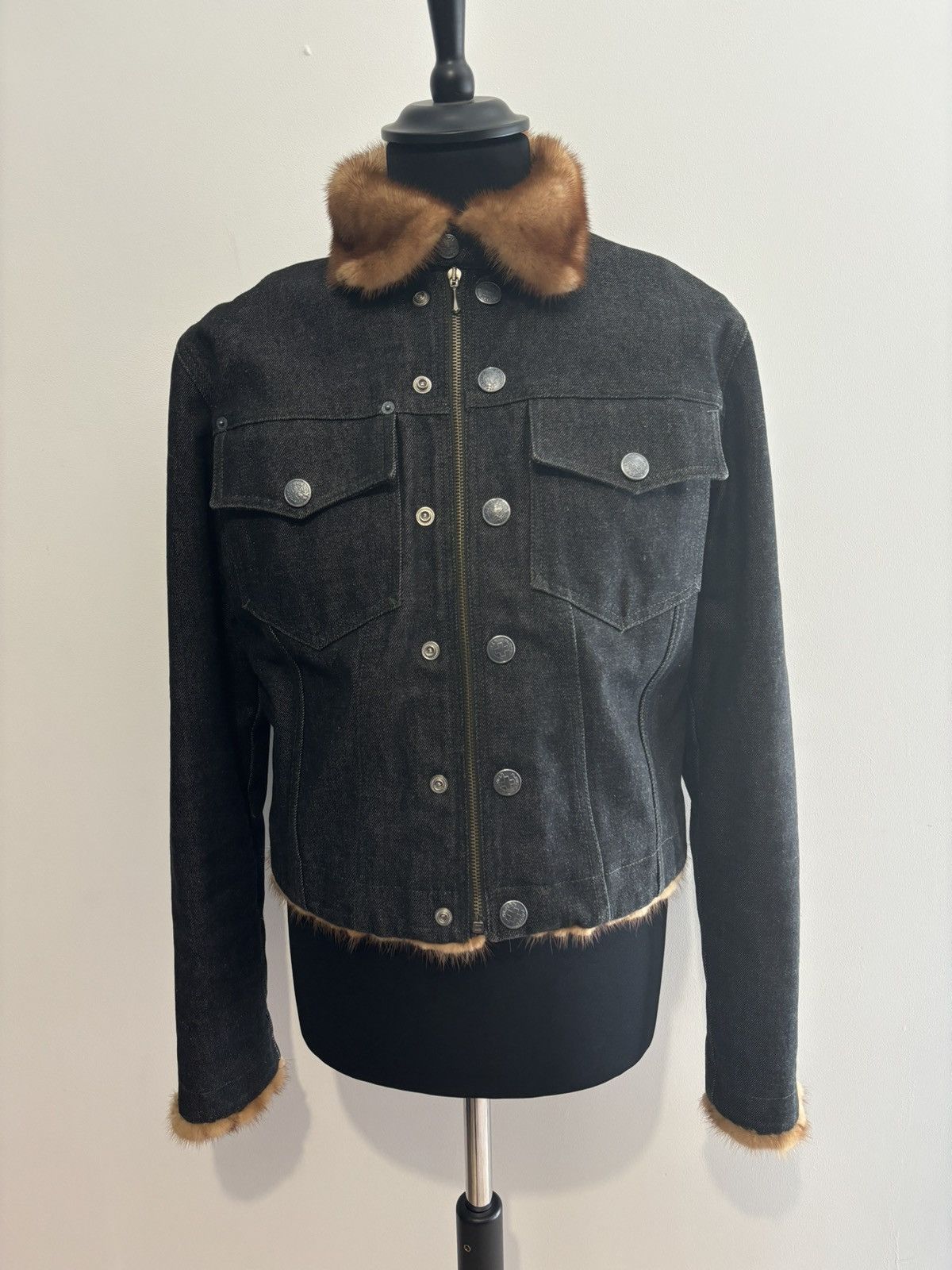Jean Paul Gaultier Jean Paul Gaultier Cognac mink and denim jacket Size S / US 4 / IT 40 - 1 Thumbnail