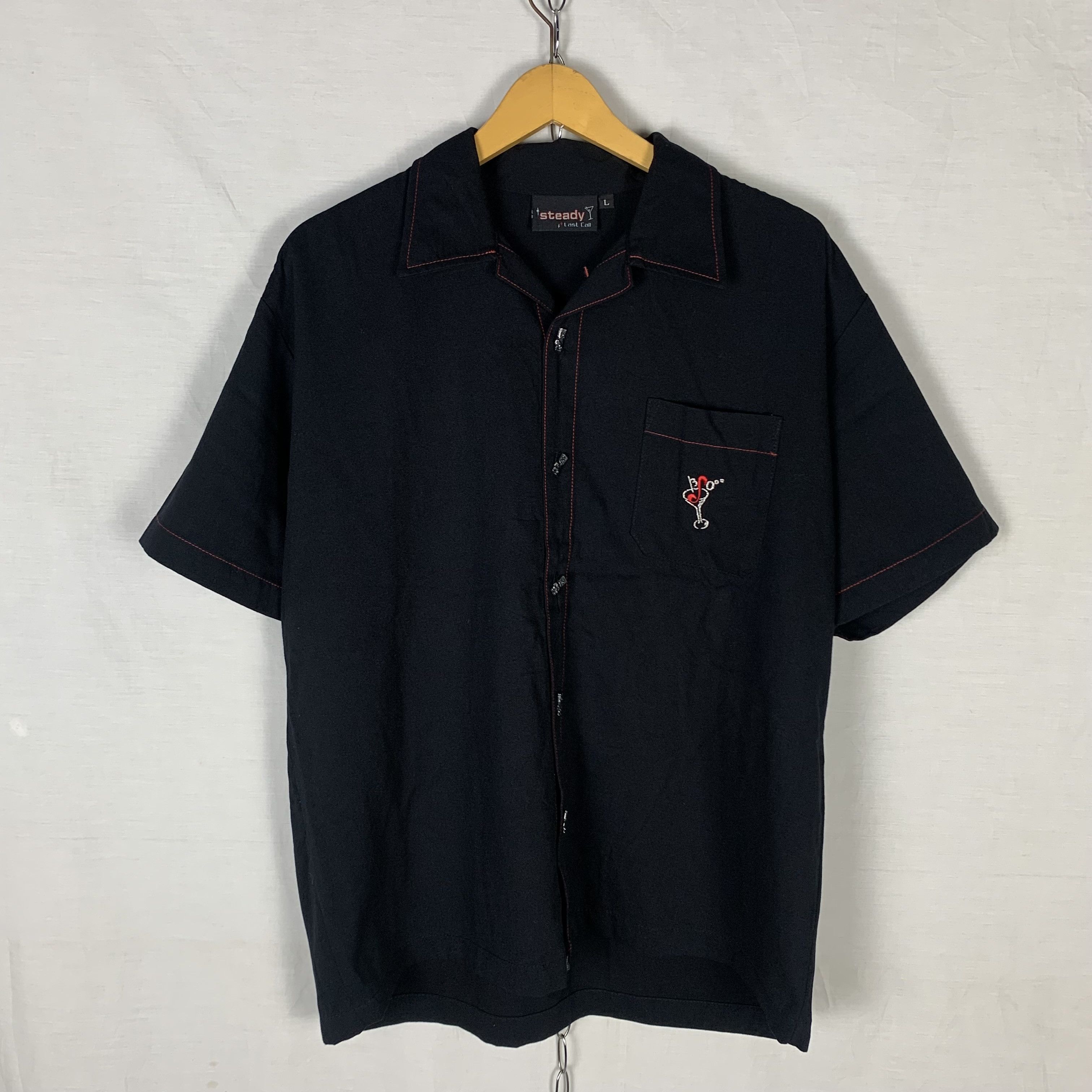 Japanese Brand Vintage 90s STEADY LAST CALL Pin Up Bowling Shirt Size US L / EU 52-54 / 3 - 3 Thumbnail