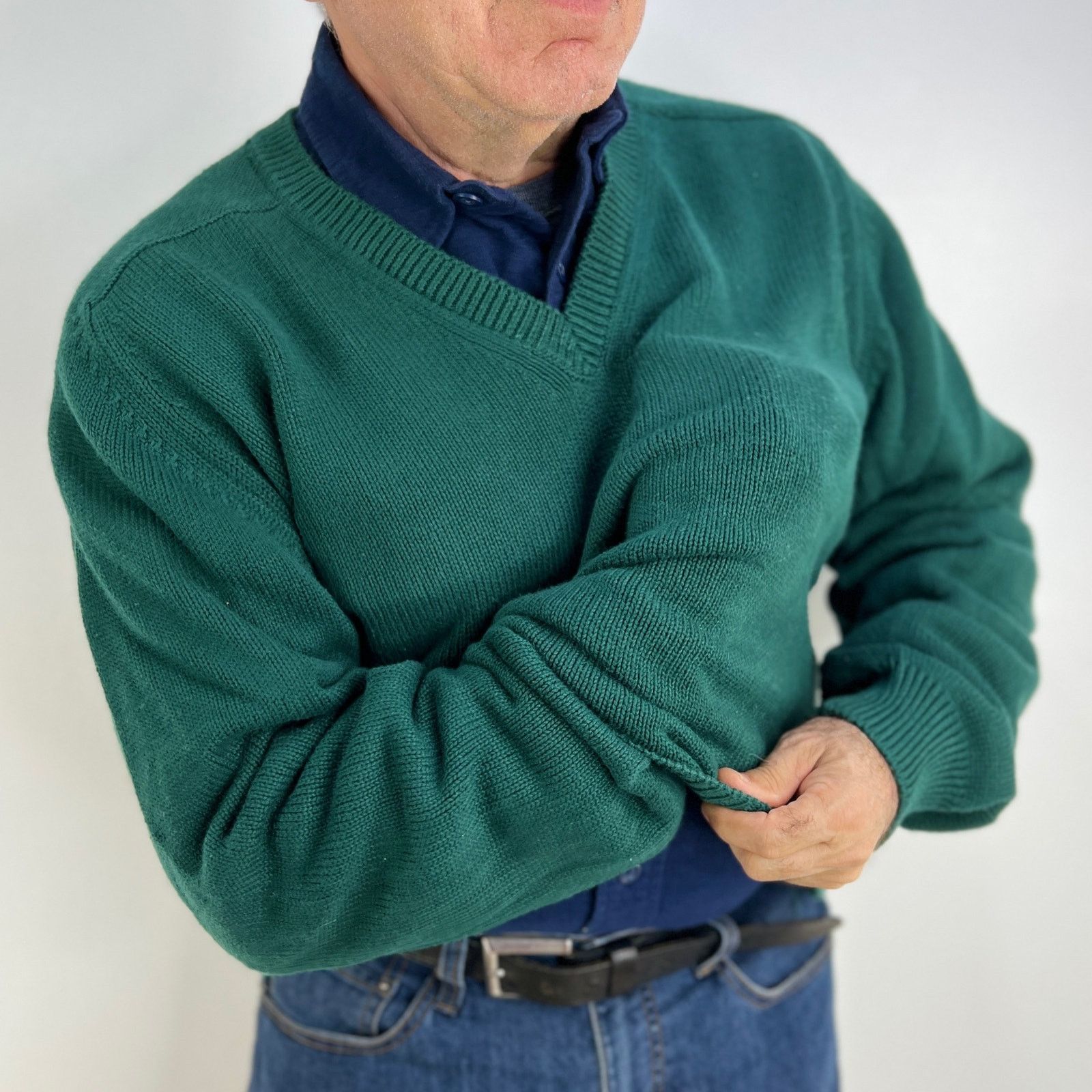 Lands' End × Vintage Vintage Lands' End Cotton Sweater Green Wool Free Pullover Size US M / EU 48-50 / 2 - 4 Thumbnail
