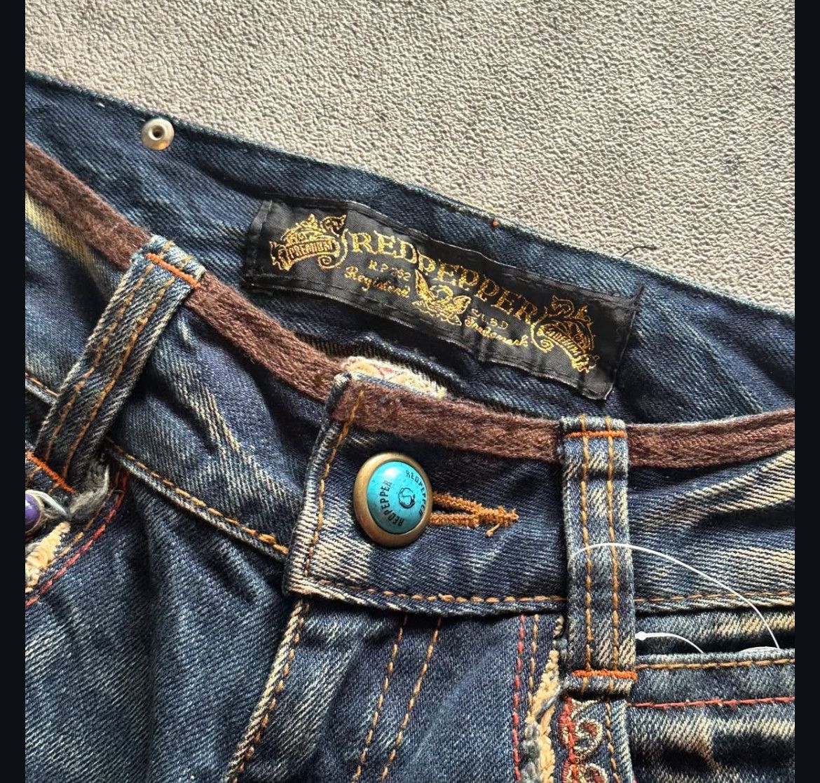 If Six Was Nine 2000s Red Pepper Mudwash Embroidery Flare Jeans y2k Lgb Size US 27 - 7 Thumbnail