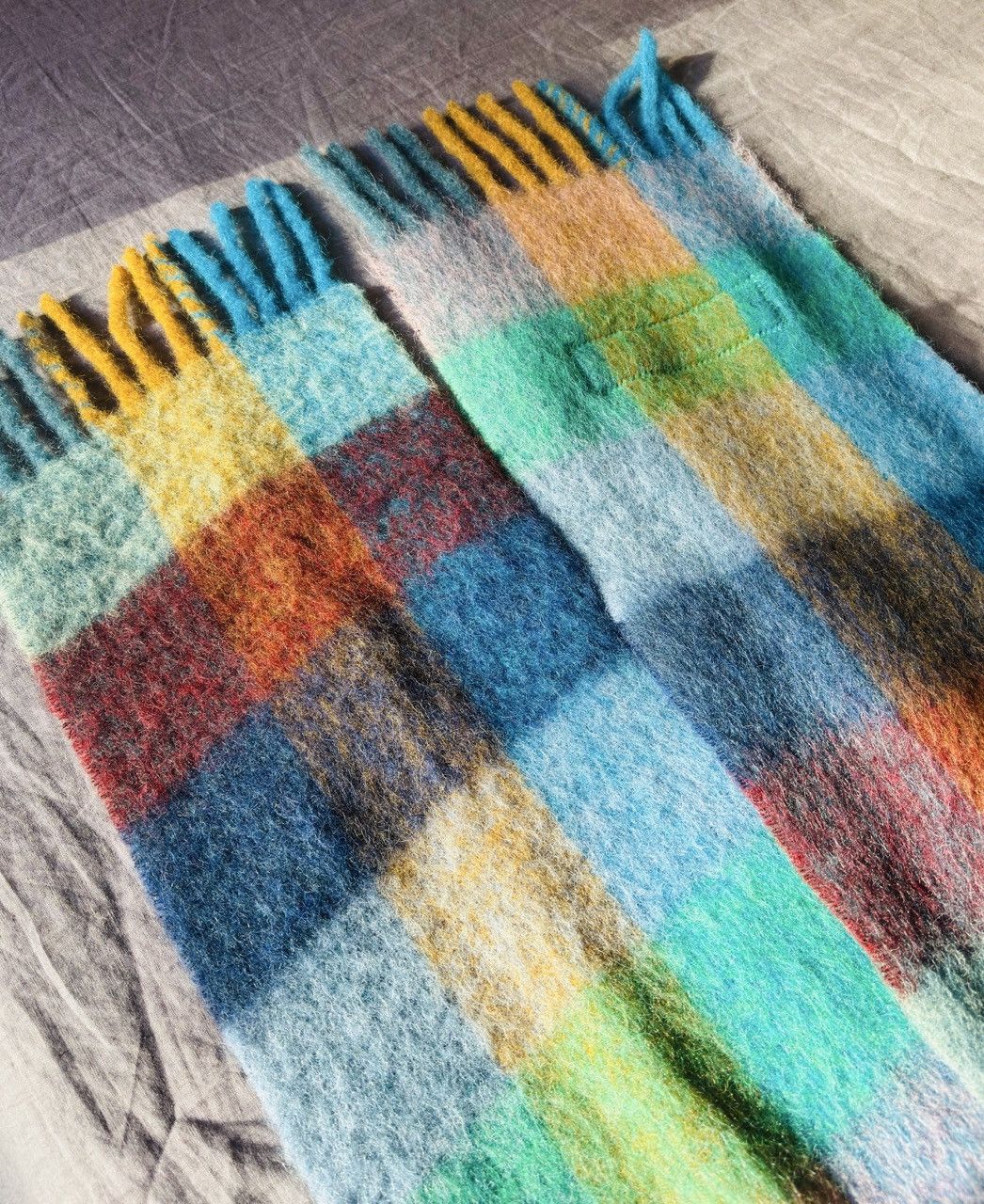 Acne Studios Mohair Rainbow Checked Scarf (model CA0084) Size ONE SIZE - 4 Thumbnail