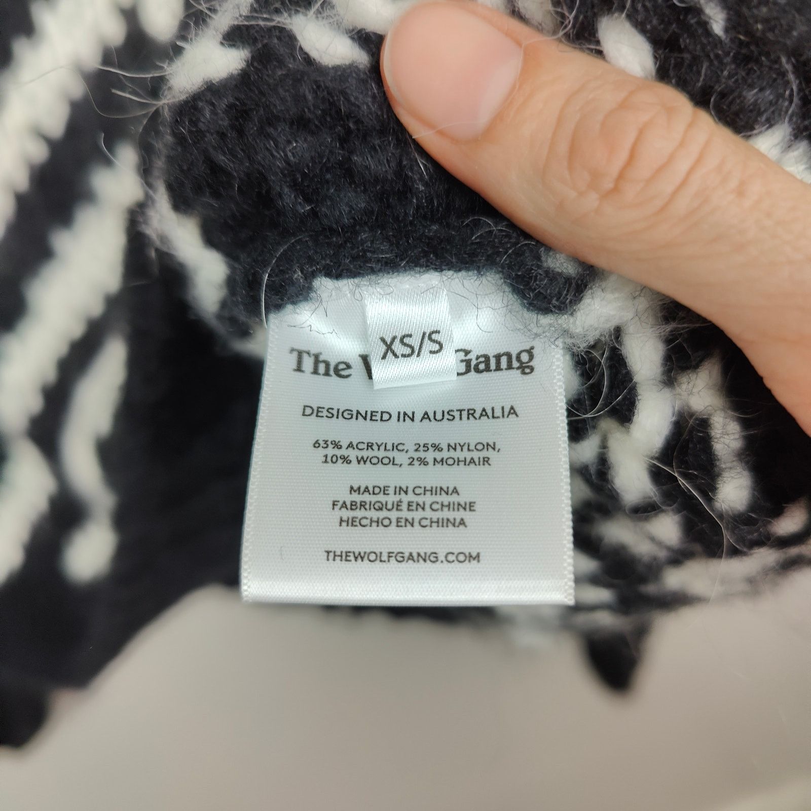 Other The Wolf Gang Sweater Womens XS S Black White Diagonal Knit Size S / US 4 / IT 40 - 7 Thumbnail