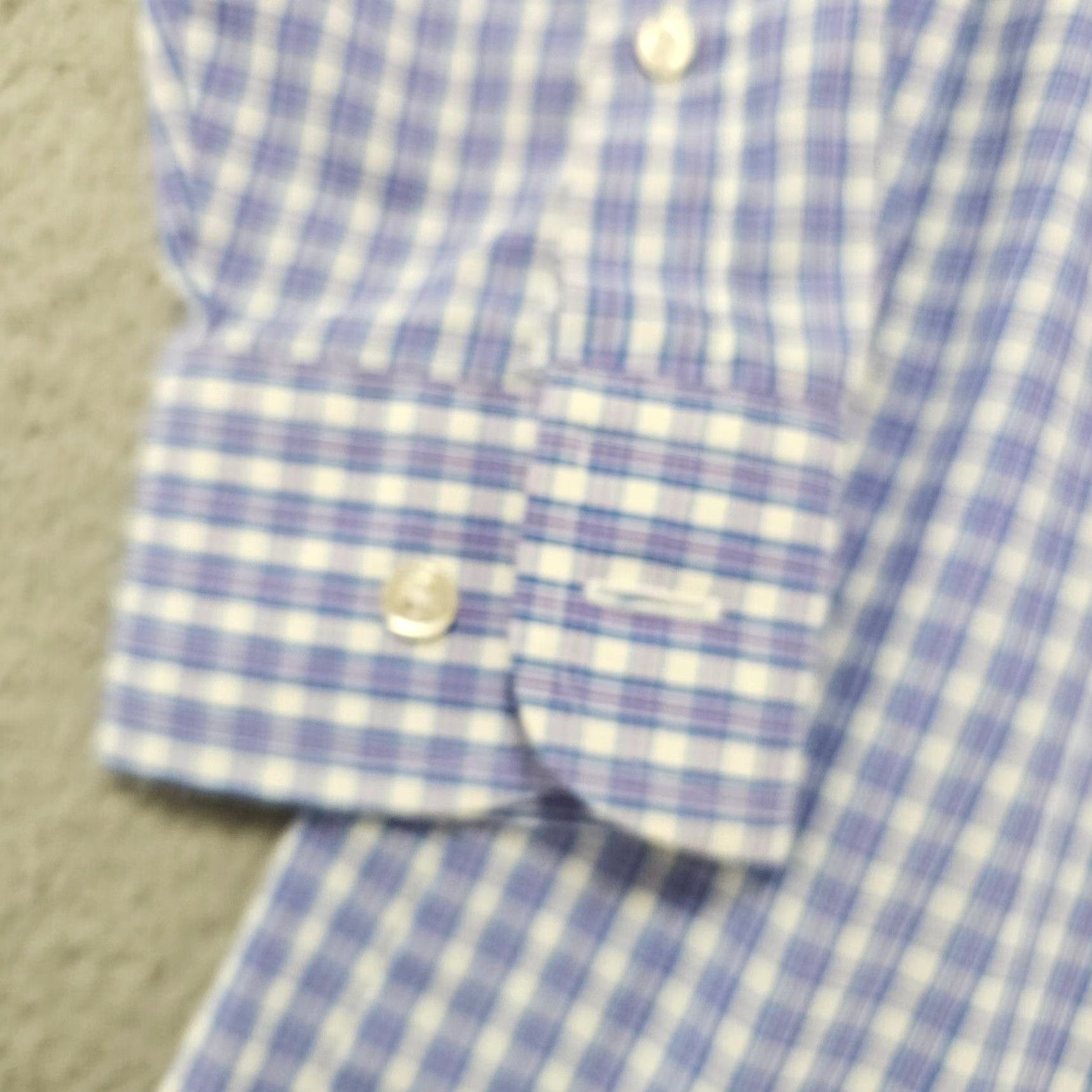 Stafford Stafford Dress Shirt Mens 15.5 32/33 Blue Check Travel Performance Super Shirt Size 42R - 5 Thumbnail
