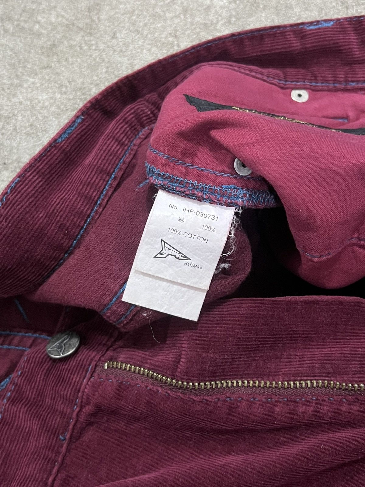 20471120 20471120 Hyoma ‘Blue Line’ Maroon Corduroy Trousers Pants Size US 29 - 9 Thumbnail