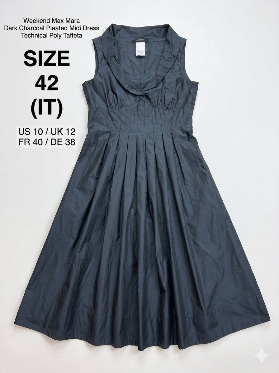 Weekend Max Mara Weekend Max Mara Pleated Midi Dress / Graphite Grey Size L / US 10 / IT 46 - 1 Thumbnail