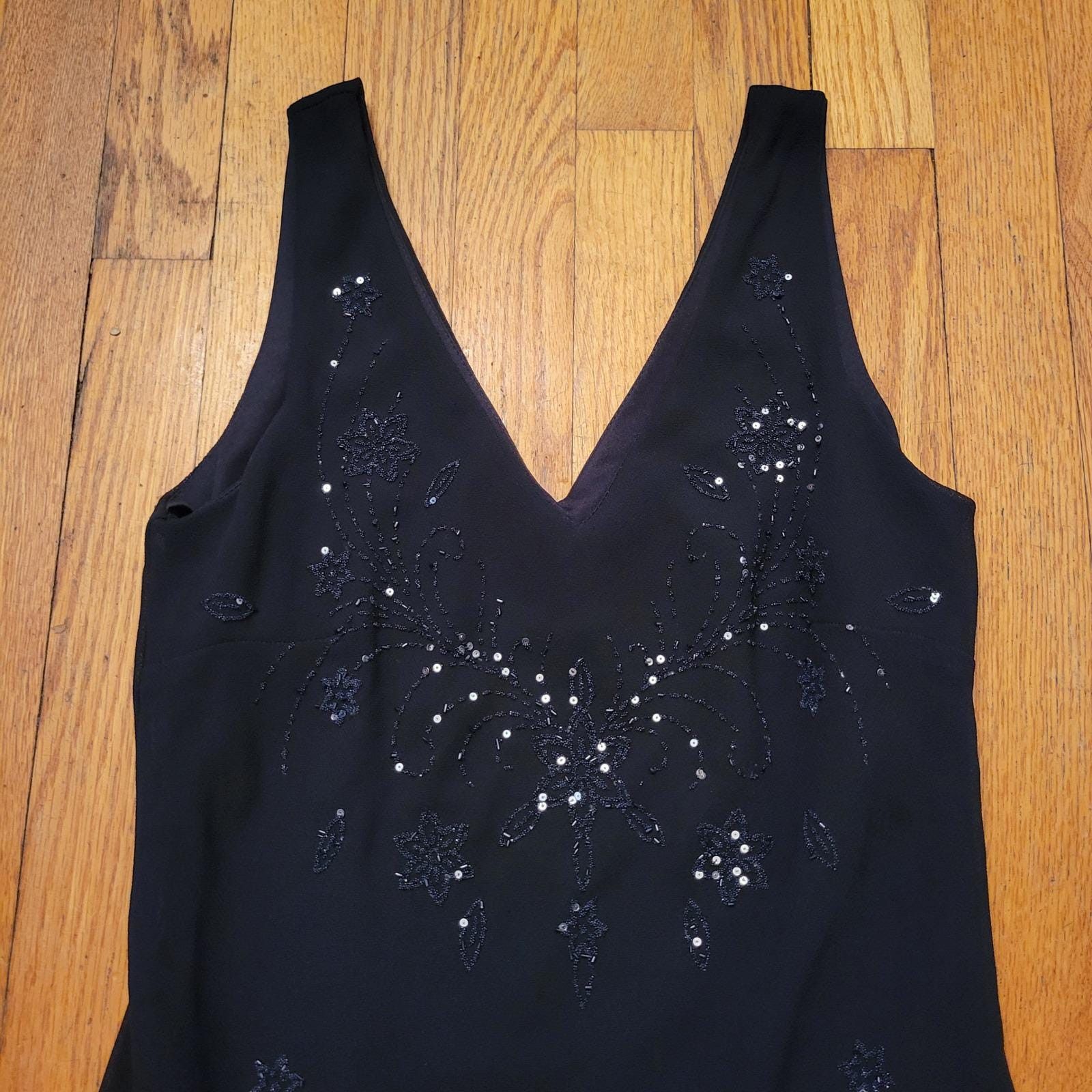 Other Vtg USA M Dress Black Sequin Bias Cut 90s Whimsigoth Faire Size M / US 6-8 / IT 42-44 - 4 Thumbnail
