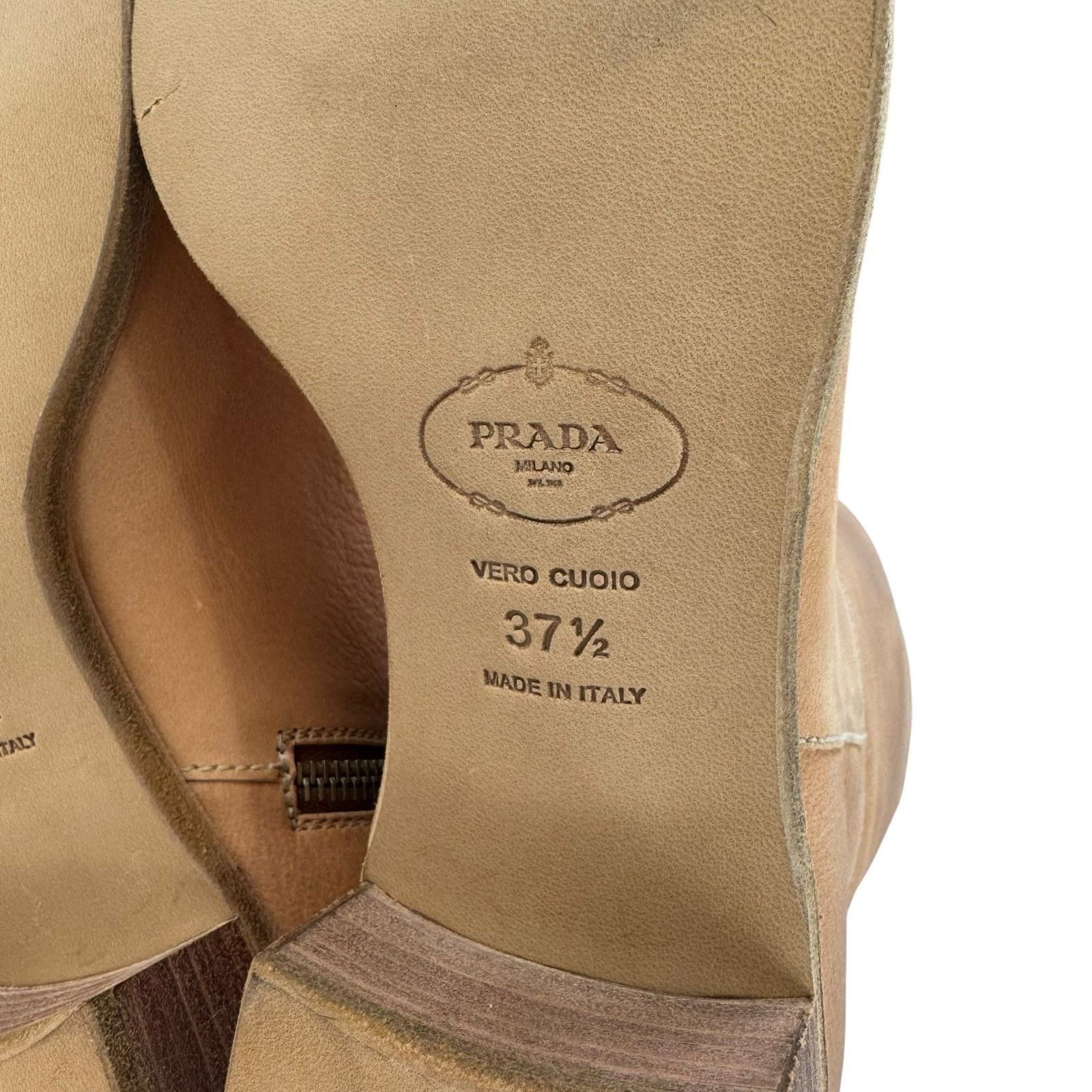 Prada Prada Camel High Leather Boots Size US 7.5 / IT 37.5 - 10 Thumbnail
