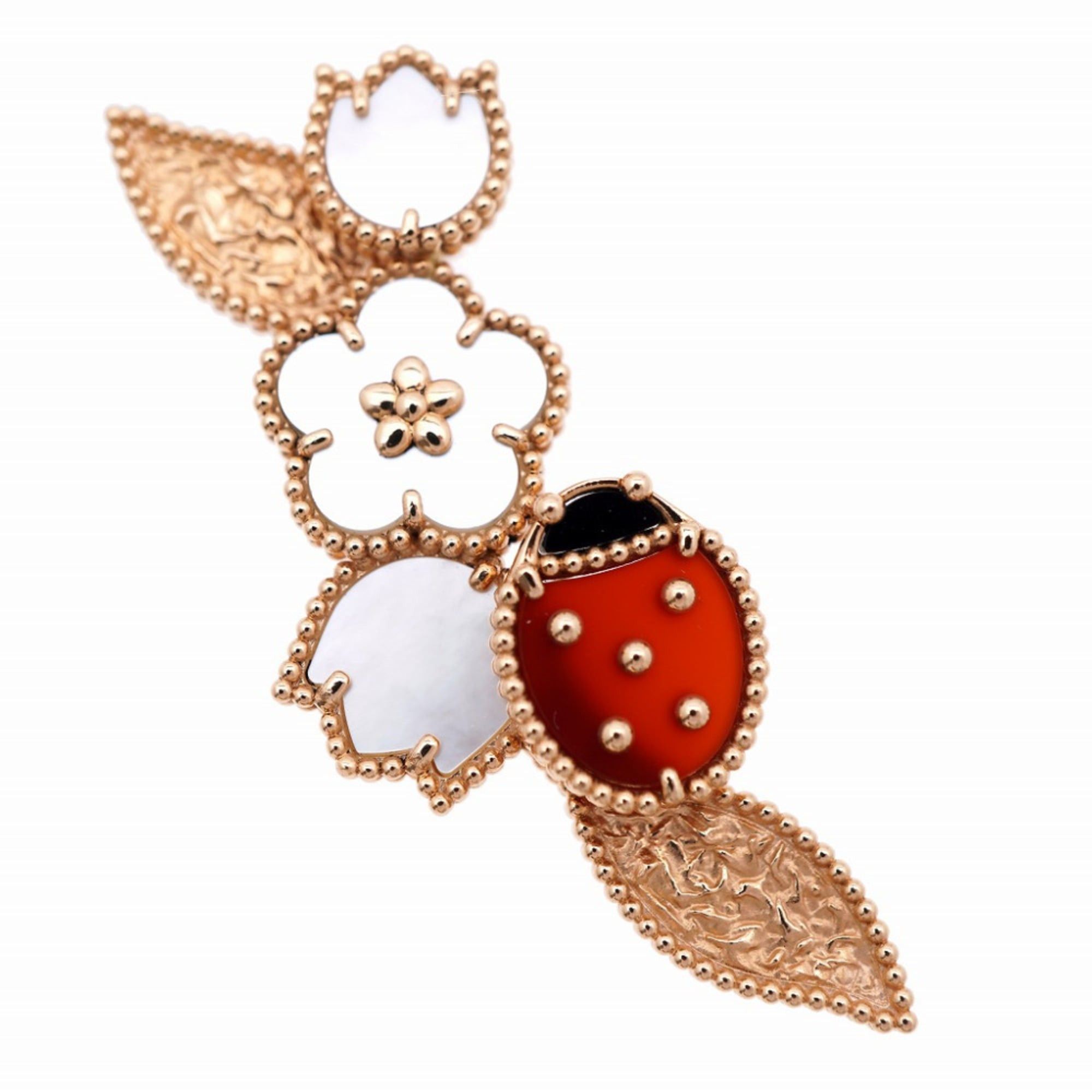 Van Cleef & Arpels Like New Van Cleef & Arpels Lucky Spring Clip Brooch VCARP7RS00 18KPG Onyx Carnelian Mother of Pearl Rose Gold Jewelry 0182 Size ONE SIZE - 1 Thumbnail