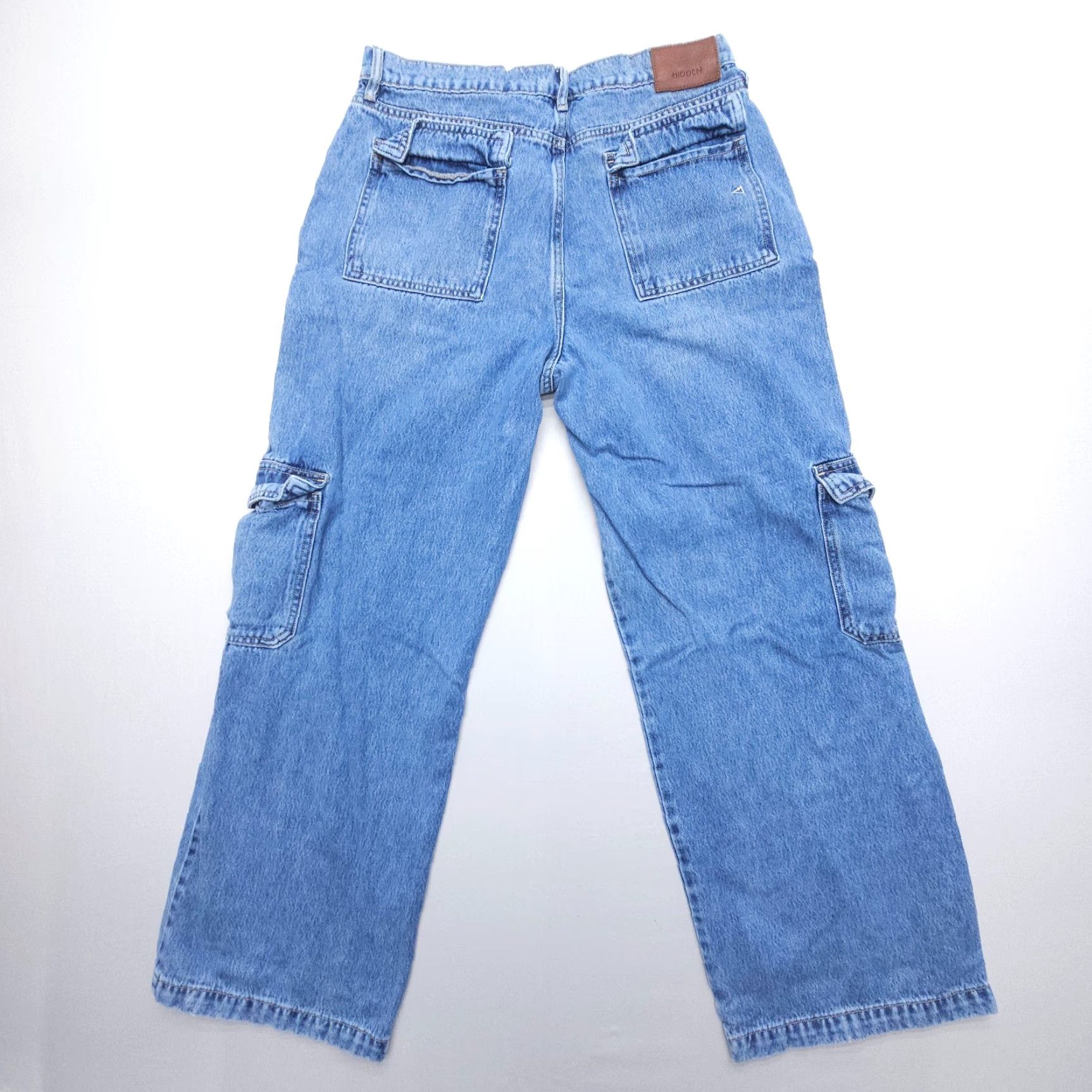 Vintage Hidden Jeans Womens 31 Blue Cargo Wide-Leg High Rise Denim 5-Pocket Bohemian Cotton Blend Skater Vintage No N/A Size 24" / US 00 / IT 34 - 2 Thumbnail