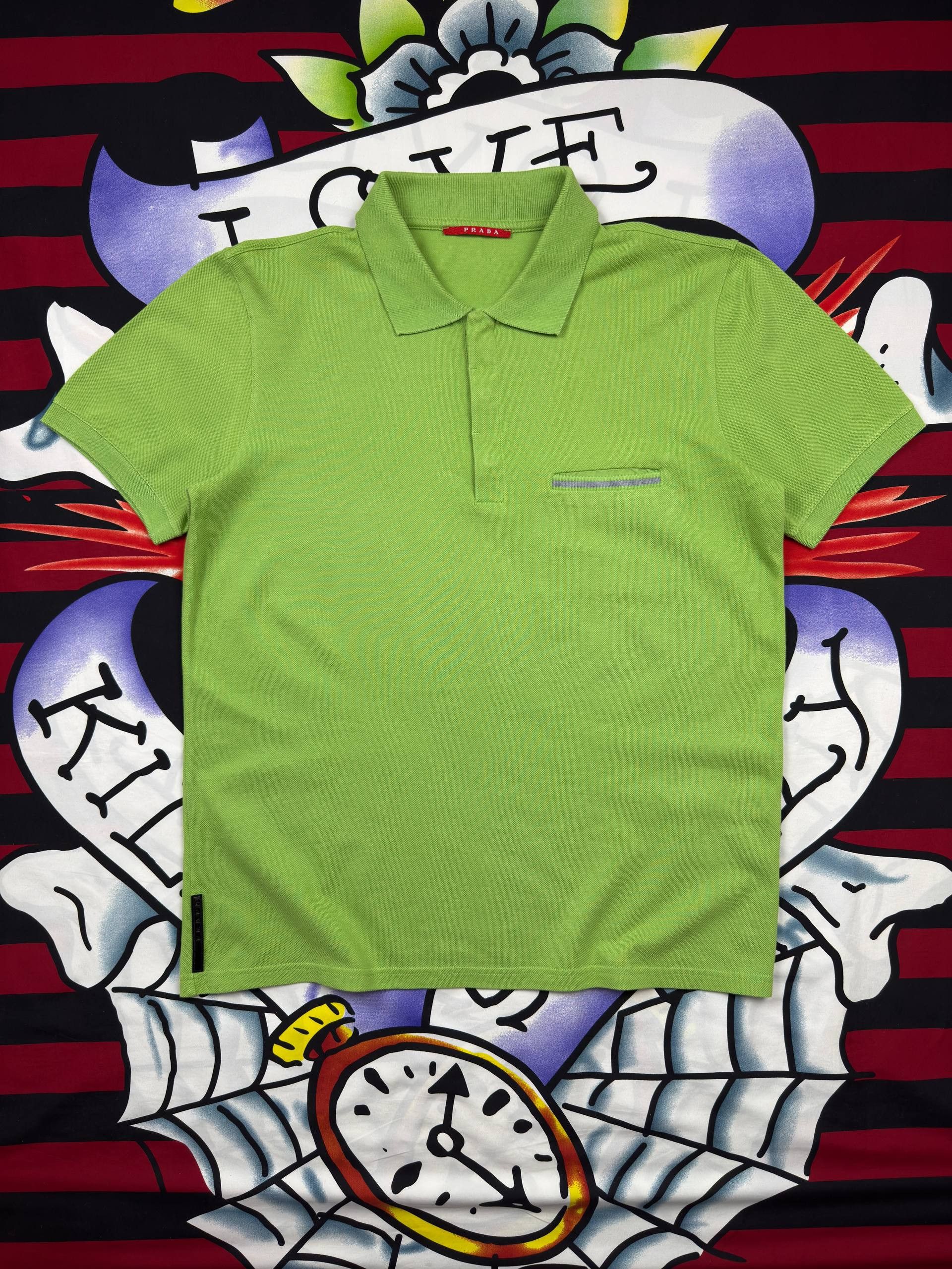 Prada Prada Vintage Black Tab Luxury polo shirt Green Size L Size L / US 10 / IT 46 - 1 Thumbnail