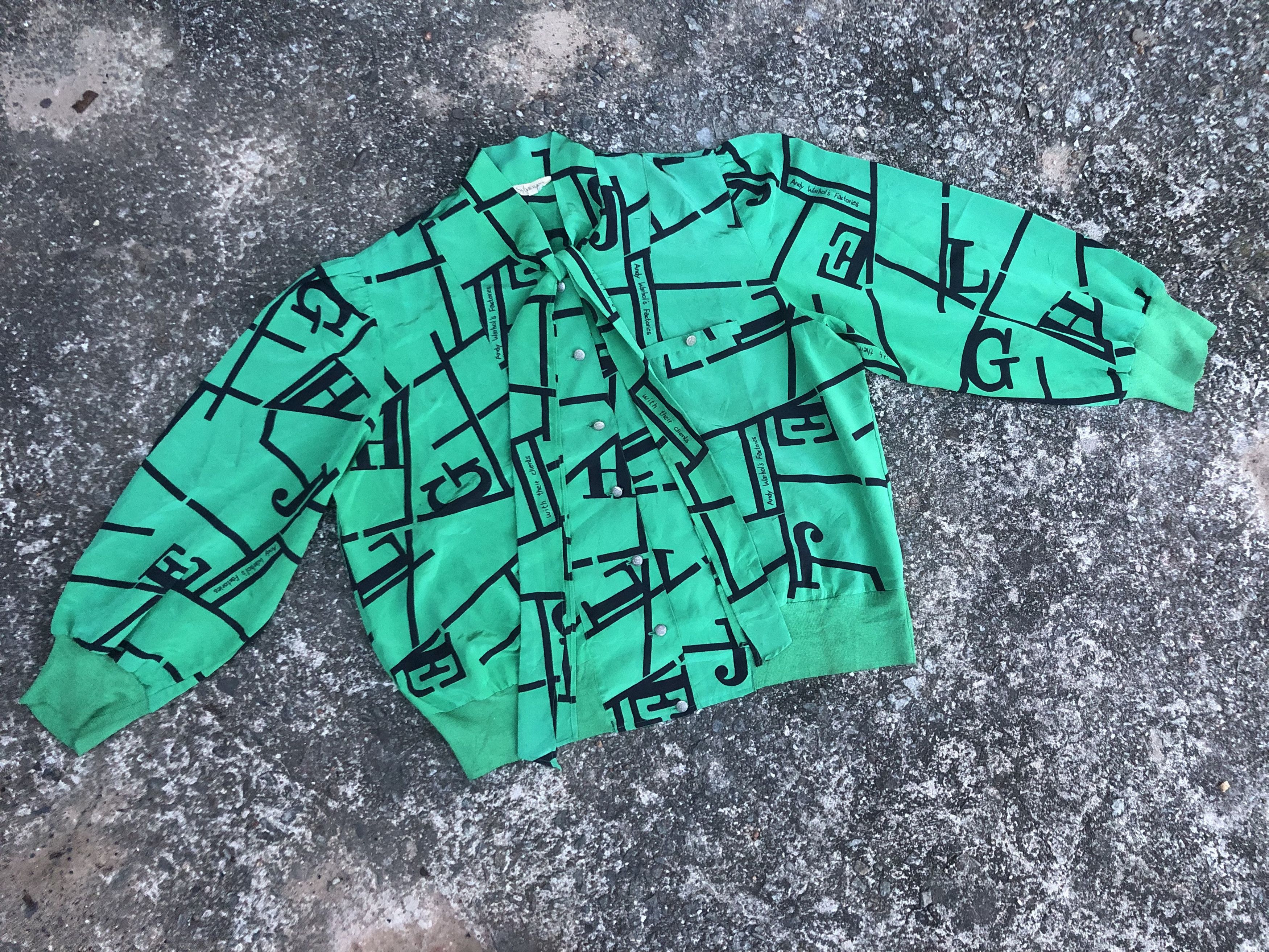 Vintage 🔥Vintage ANDY WARHOL'S FACTORIES Satin Button-down Blouse Size L / US 10 / IT 46 - 1 Thumbnail