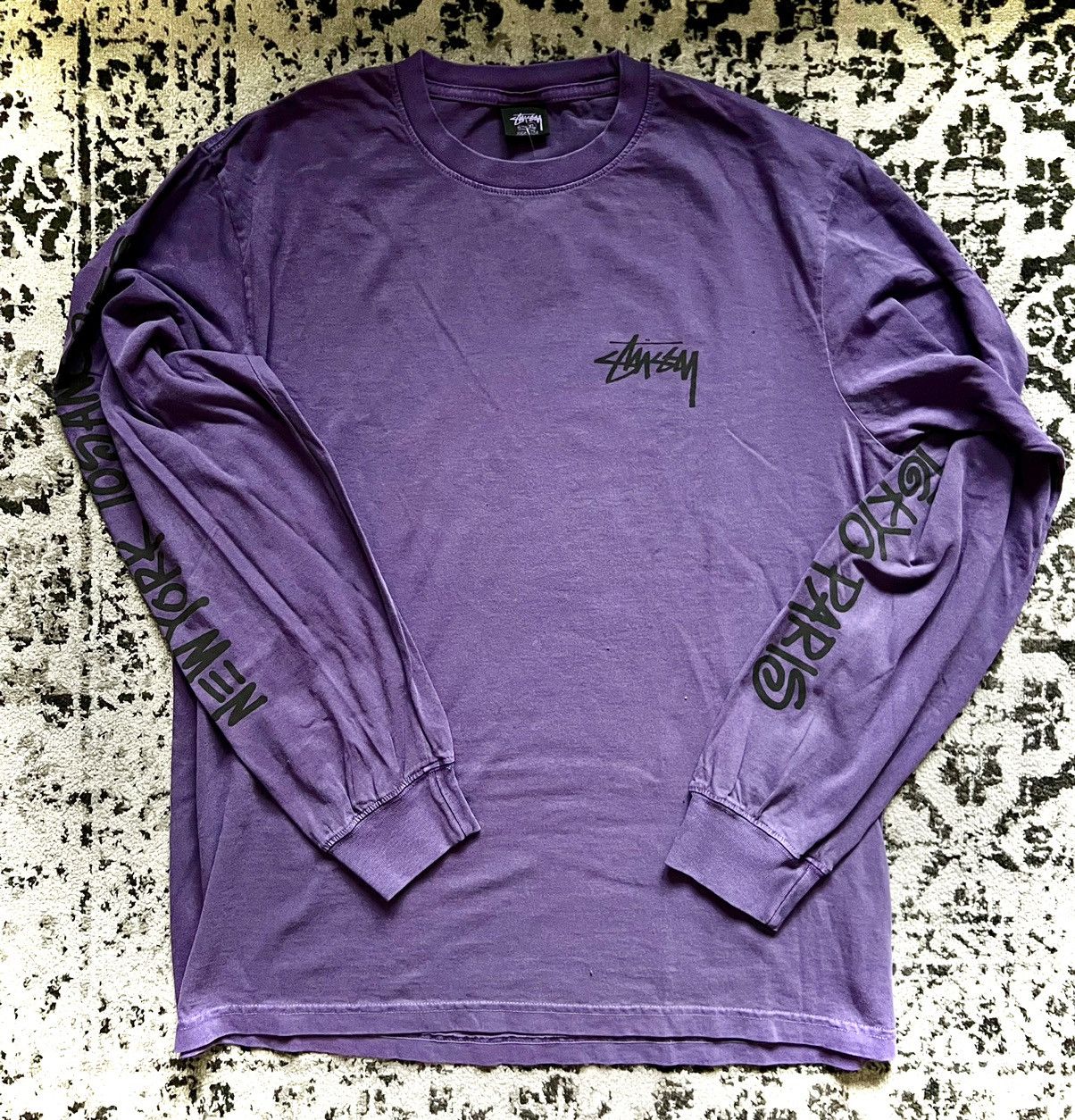 ★【Stussy】★Big Cities LS T-Shirt Pigment Dyed★Purple★ Stussy STUSSY BIG CITIES PIGMENT DYED L/S TEE PURPLE XL