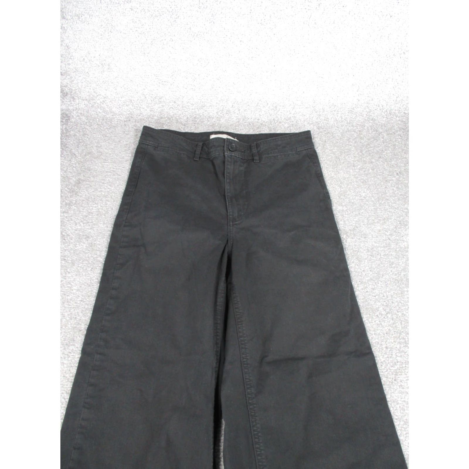 Everlane VINTAGE Everlane Pants Womens Regular 2 Black Cropped Wide-Leg Chino Lightweight Cotton Size 26" / US 2 / IT 38 - 3 Thumbnail