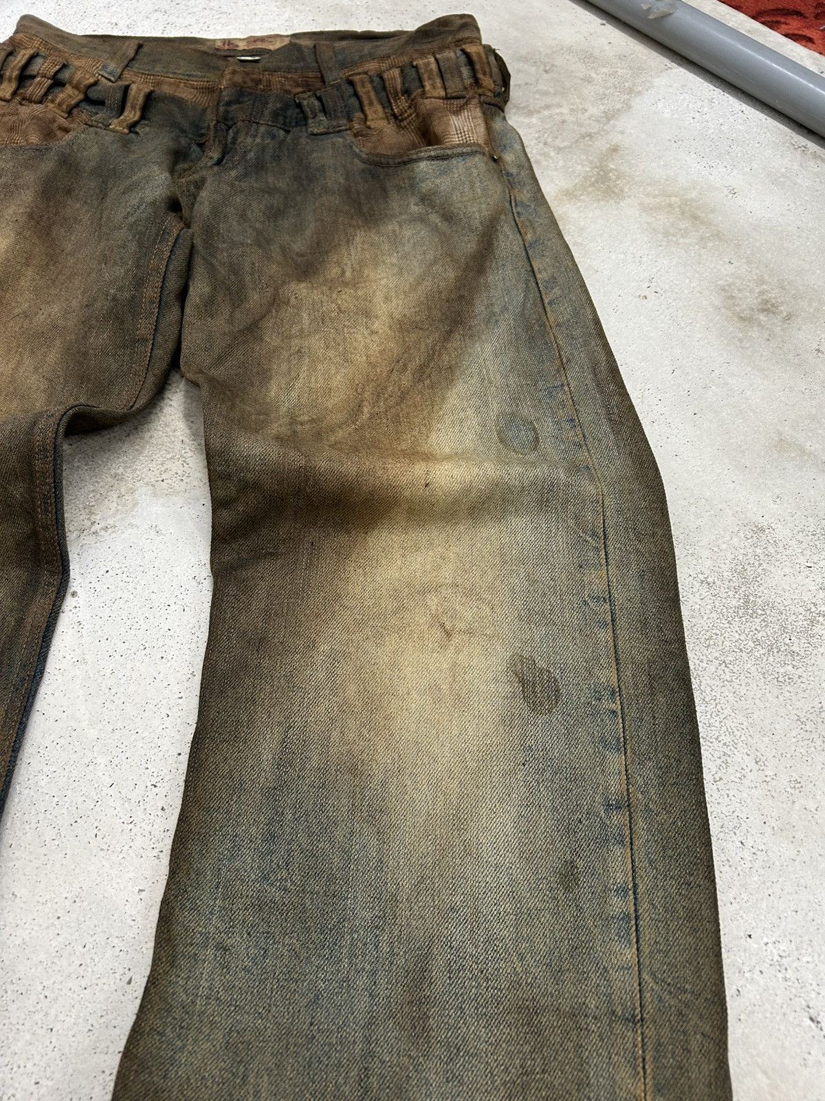 GOSTAR DE FUGA Vintage Normanbros Japan Double Waist Mud Washed Dirty Size US 31 - 6 Thumbnail