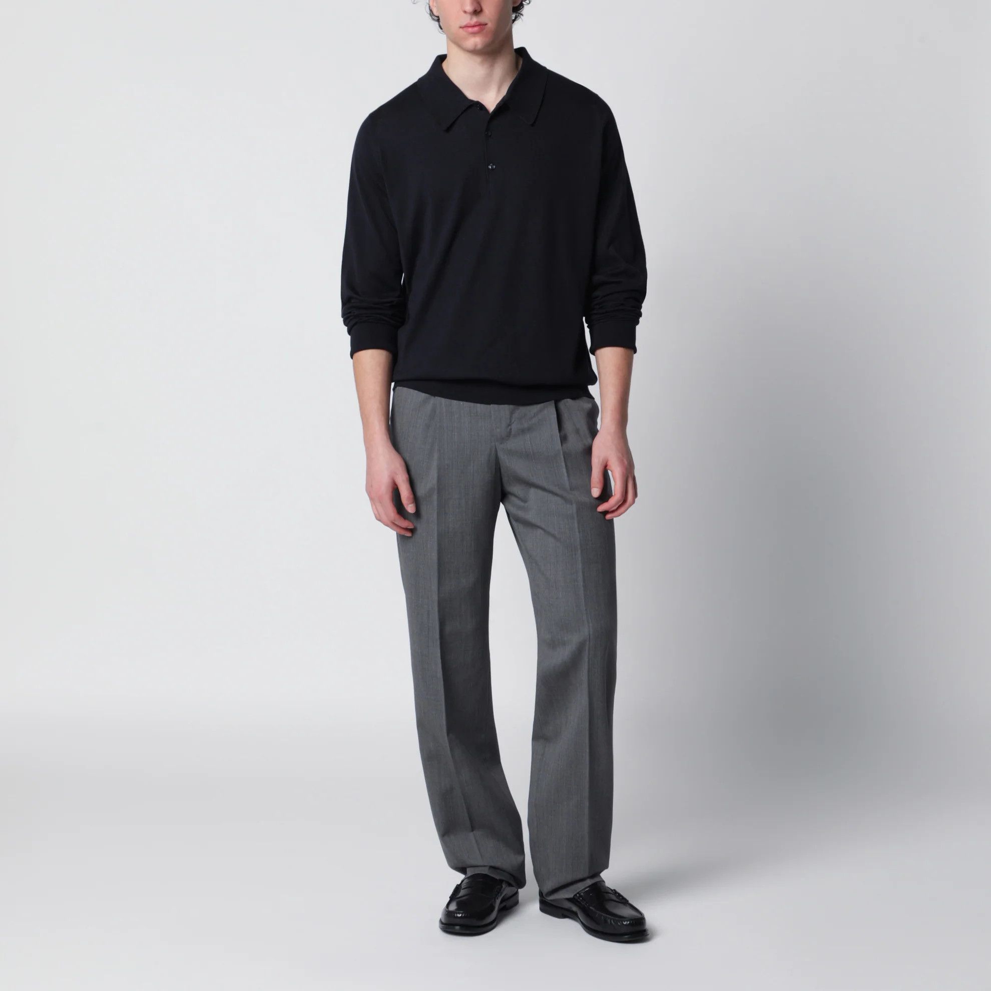 John Smedley o1d2blof0526 Cotton Polo Shirt in Navy Size US XXL / EU 58 / 5 - 1 Thumbnail