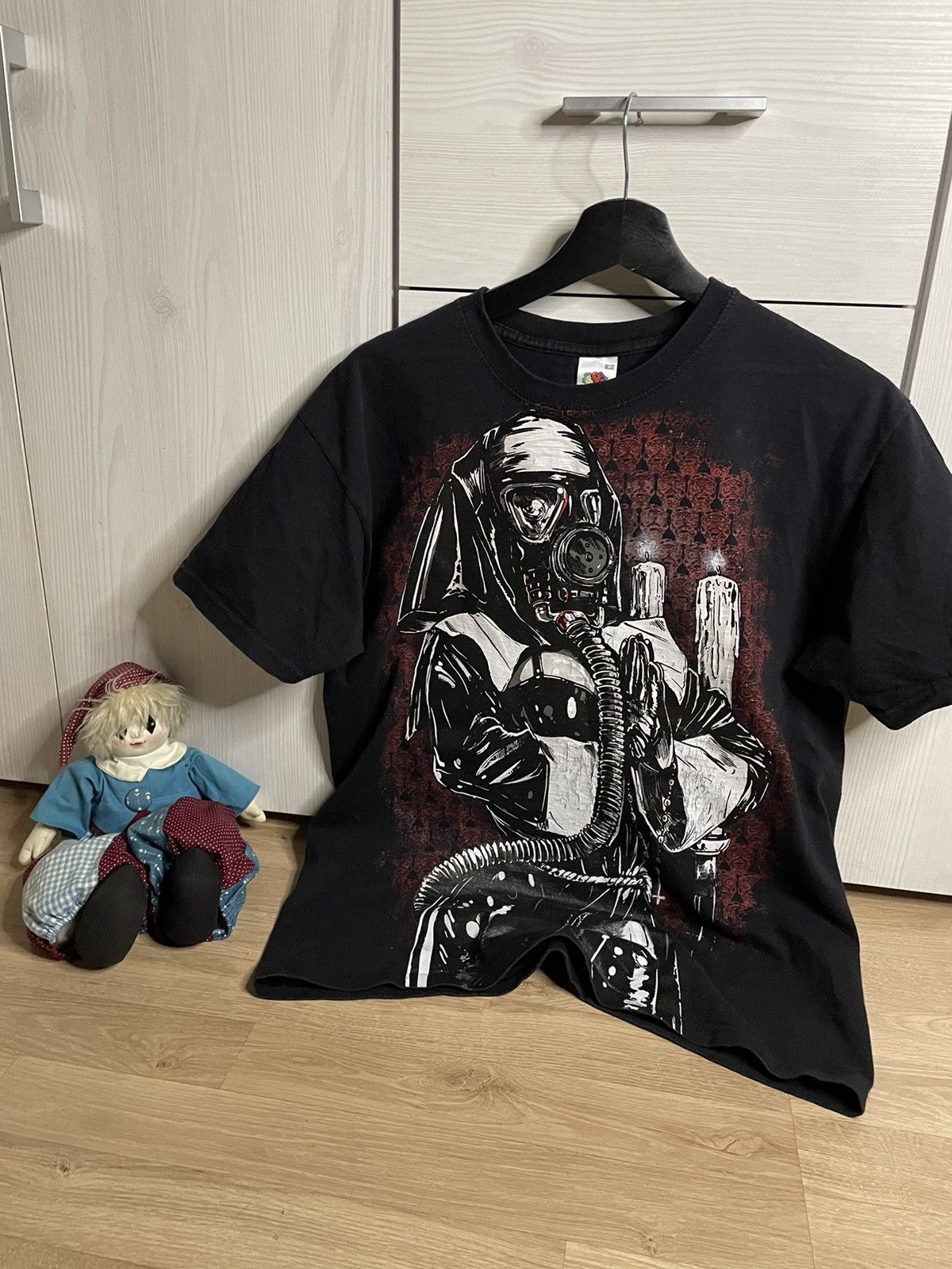 Japanese Brand × Vintage ebola t shirt satan black metal nun mask ghotical Size US M / EU 48-50 / 2 - 1 Thumbnail