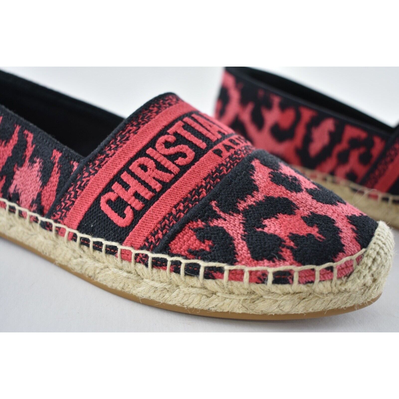 Dior Granville Leopard Pop D Logo Embroidered Espadrille Flat 39 Size US 9 / IT 39 - 3 Thumbnail