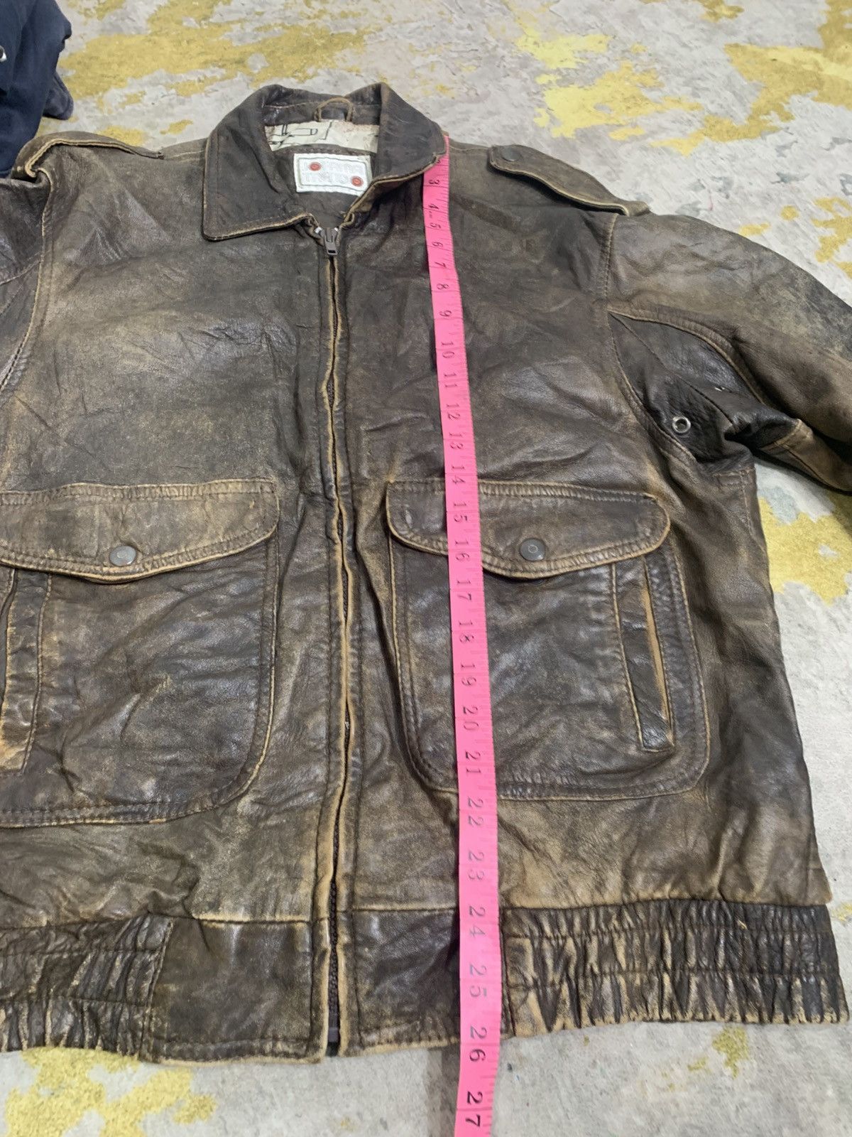 Vintage Vintage 1990 Flight leather Jacket trashed Size US M / EU 48-50 / 2 - 18 Thumbnail