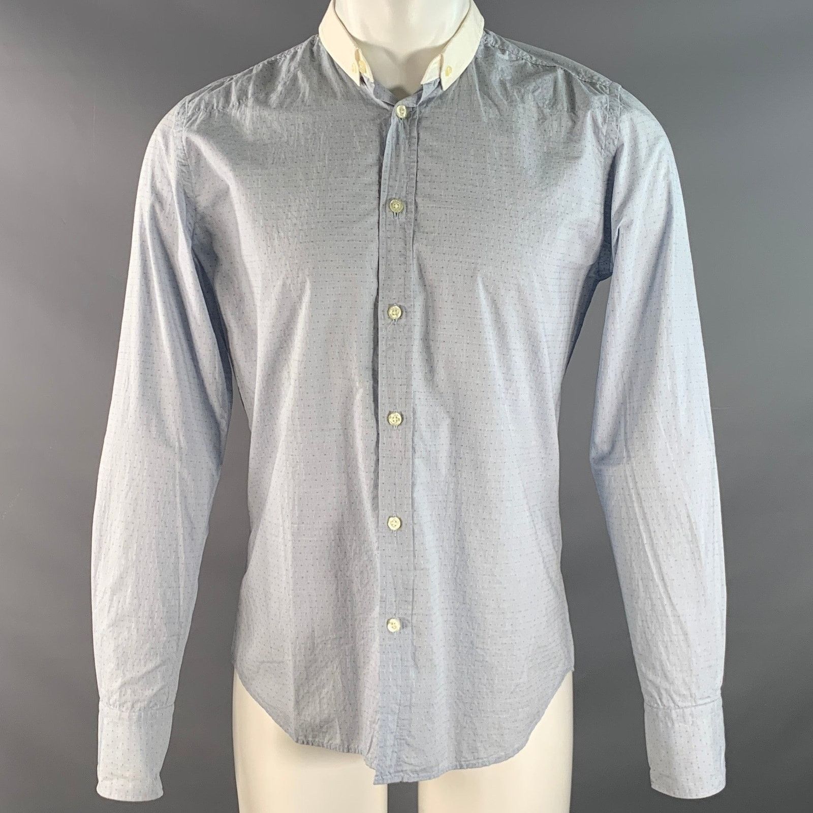 Other Blue White Dots Cotton Button Down Collar Long Sleeve Shirt Size US M / EU 48-50 / 2 - 1 Thumbnail
