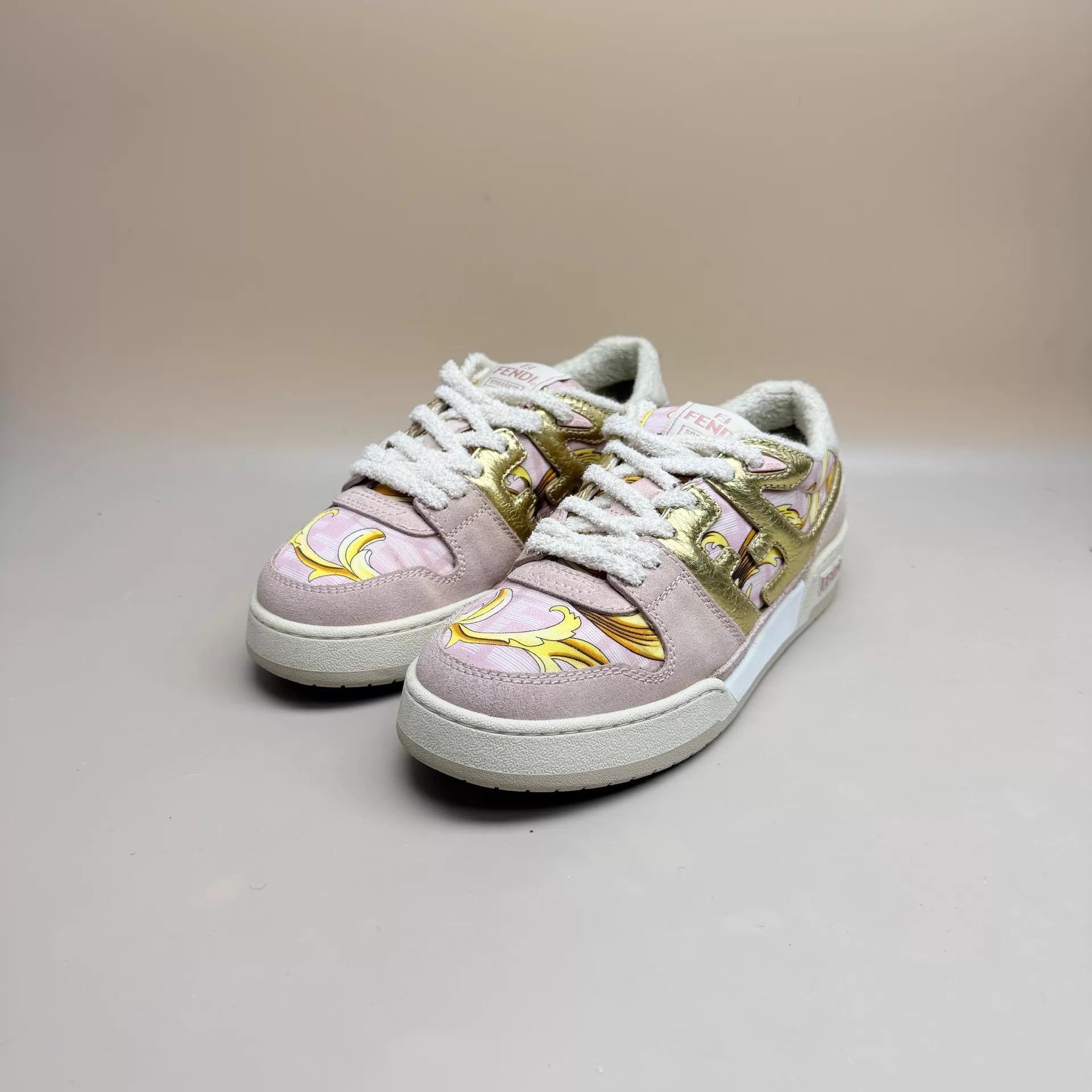 Fendi Fendi Match Pink Gold All-Over Print Sneakers 38 99 New Size US 7.5 / IT 37.5 - 1 Thumbnail