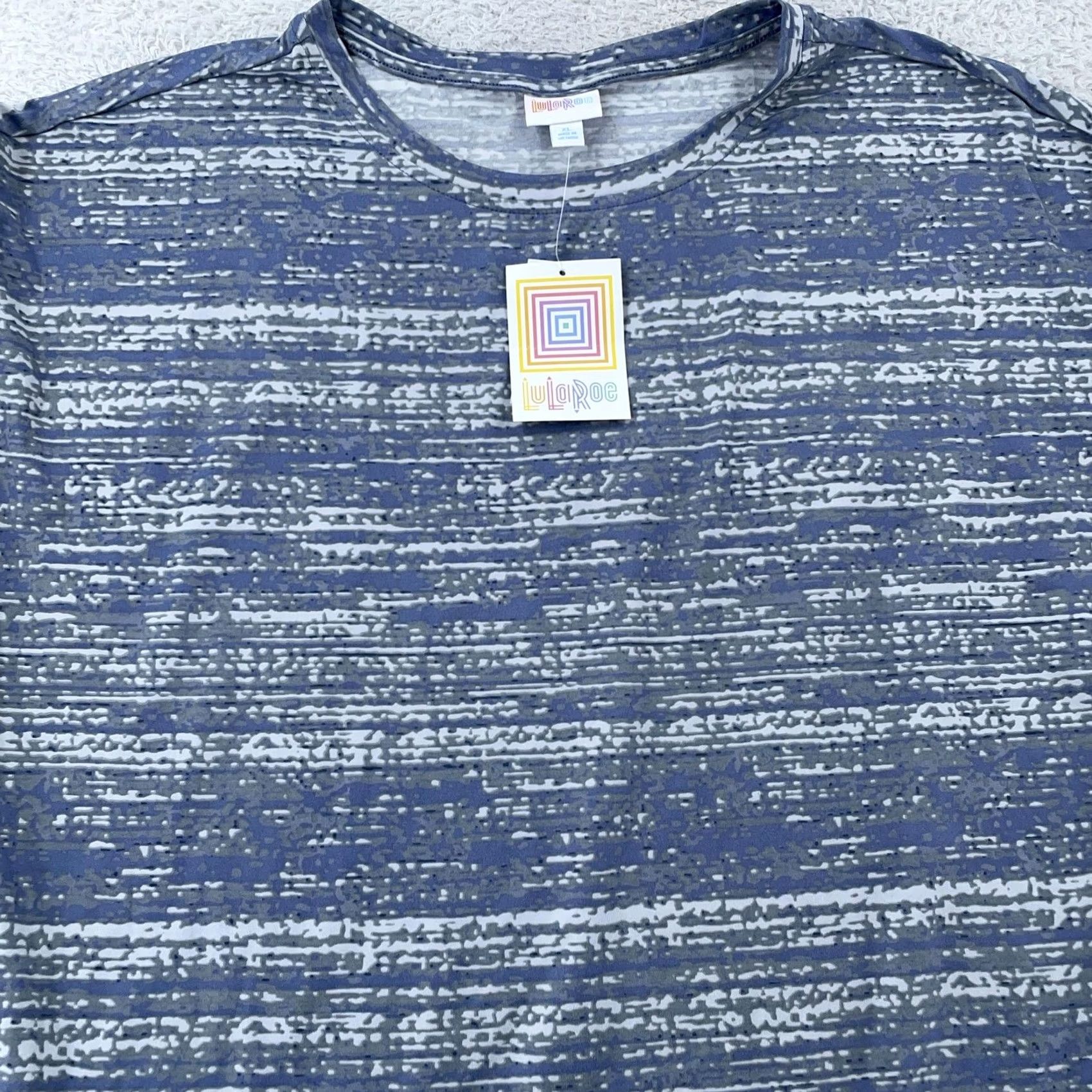 Vintage LuLaRoe Leah Shirt Womens XL Blue Gray Abstract Drop Shoulder Cuff Tunic Top Size XL / US 12-14 / IT 48-50 - 2 Thumbnail