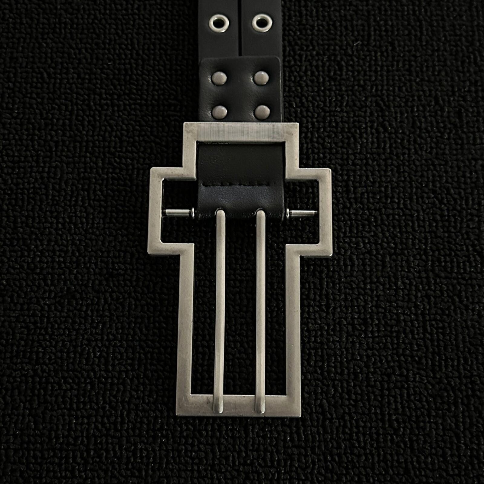 Other Cross Cutout Split Dual Belt | Punk Black Design Size ONE SIZE - 4 Thumbnail