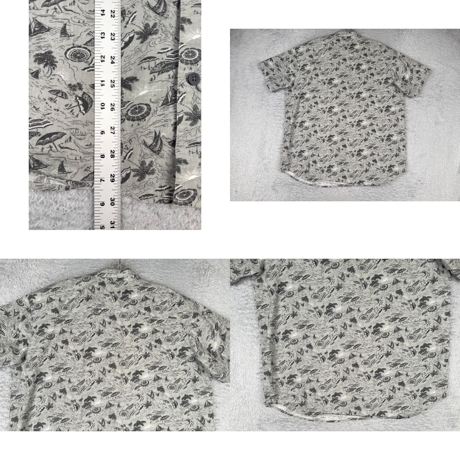 Vintage Columbia Shirt Men Large Gray Floral Sailboat Beach 100% Cotton Hawaiian Button Size US L / EU 52-54 / 3 - 9 Thumbnail