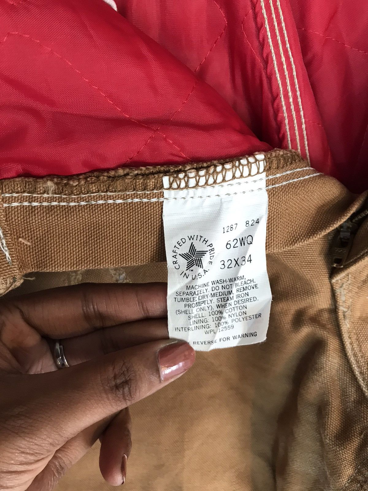 Carhartt × Vintage 90s Vintage Carhartt 62WQ blanket line carpenter denim Size US 30 / EU 46 - 6 Thumbnail