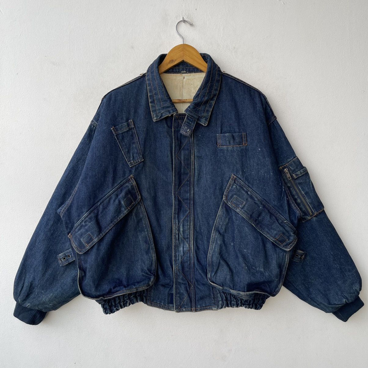 Marithe + Francois Girbaud Vintage Japanese Denim Indigo Bomber Utility Jacket Size US L / EU 52-54 / 3 - 3 Thumbnail