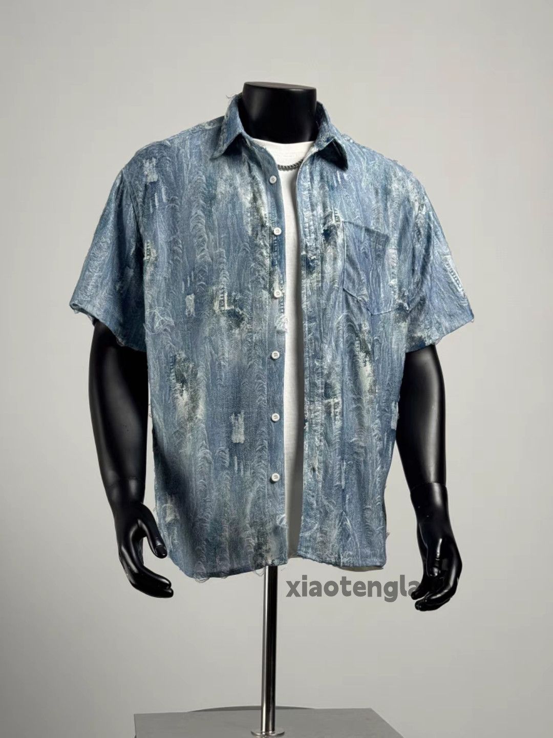 Vintage Unisex washed faded festival denim damaged shirt Size US M / EU 48-50 / 2 - 6 Thumbnail