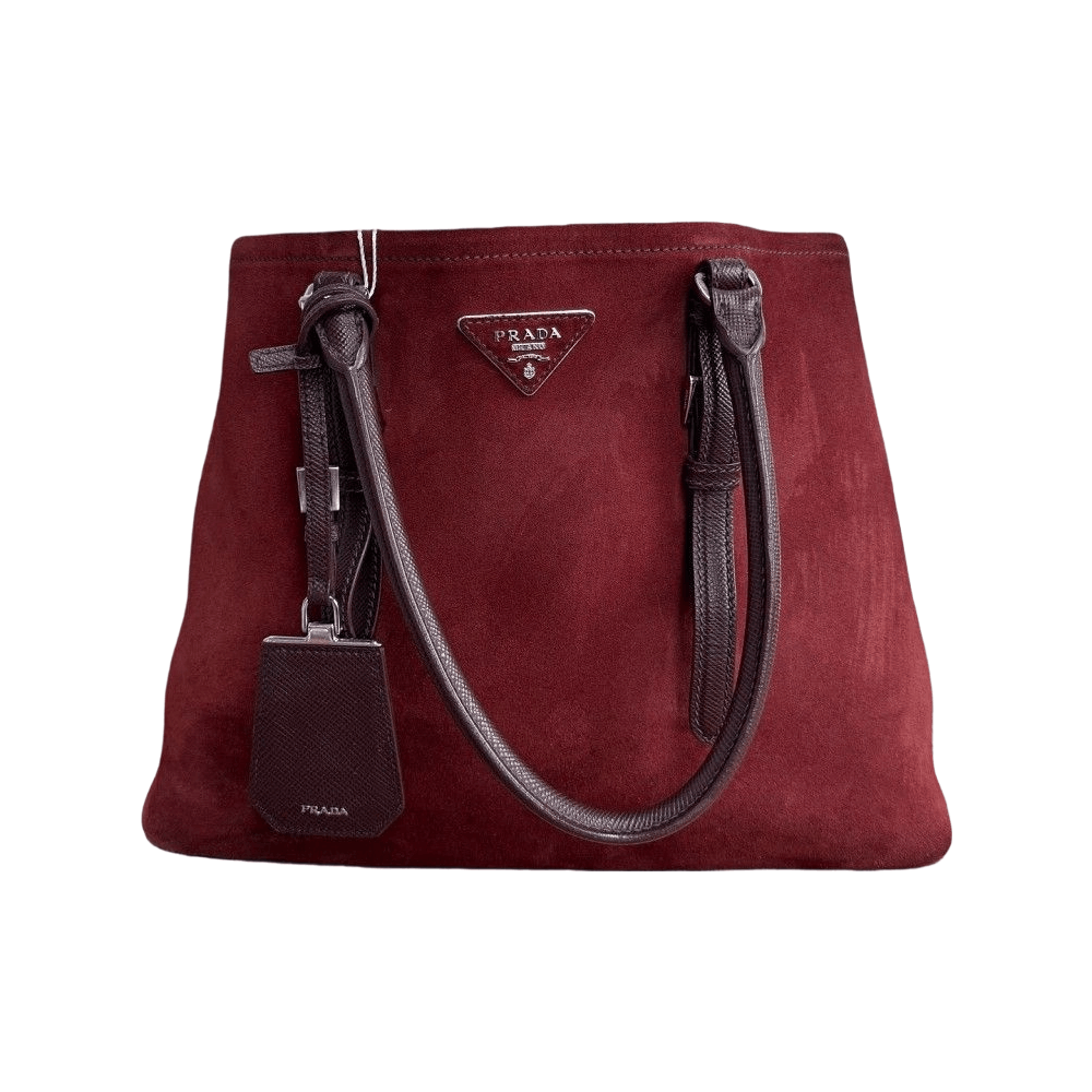Prada Prada Suede Triangle Logo Tote Bag Size ONE SIZE - 1 Thumbnail