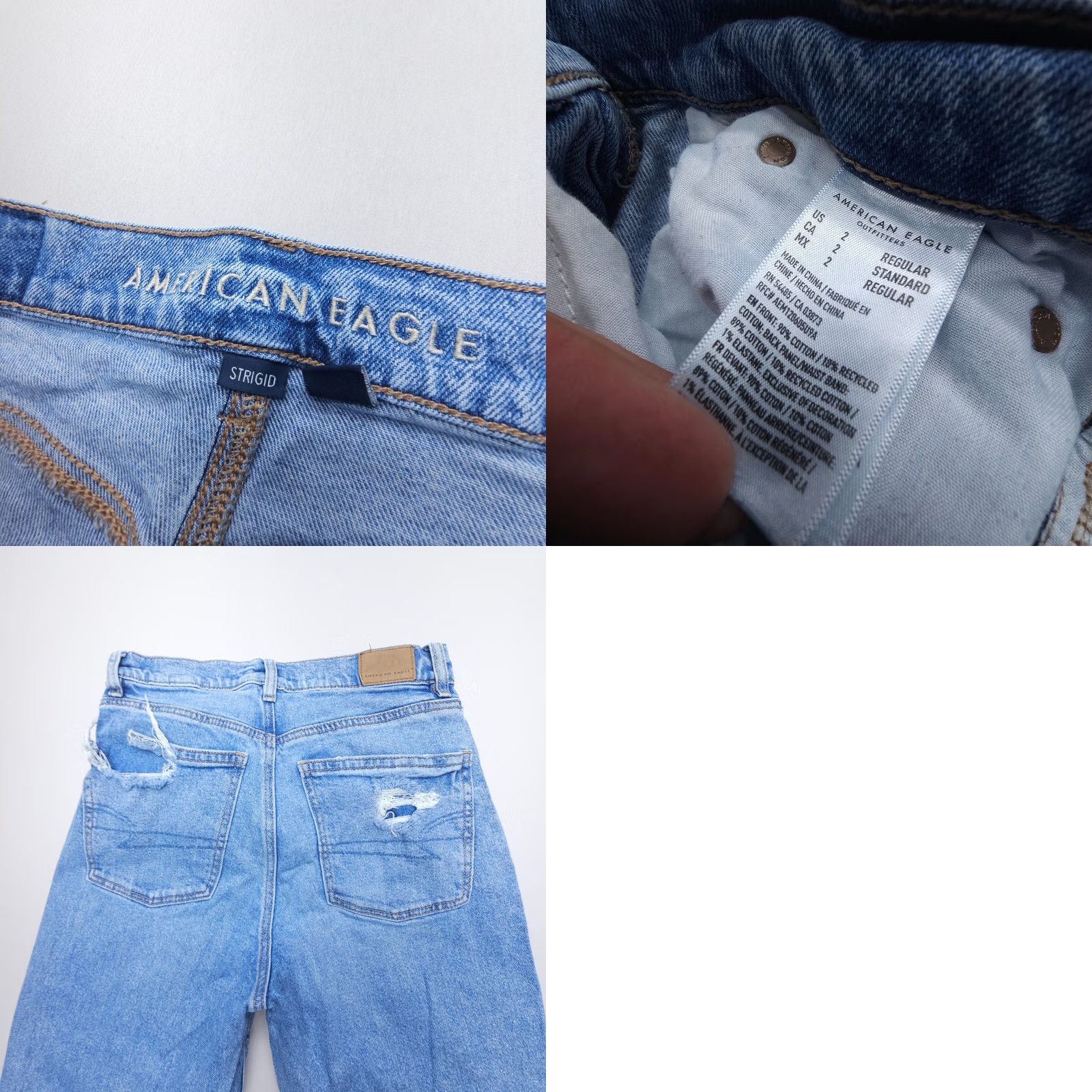American Eagle Outfitters American Eagle Outfitters Jeans Straight 2 Distressed Denim Rise High Boyfriend Relaxed 27 In 31 In Blue Womens Size 26" / US 2 / IT 38 - 8 Thumbnail