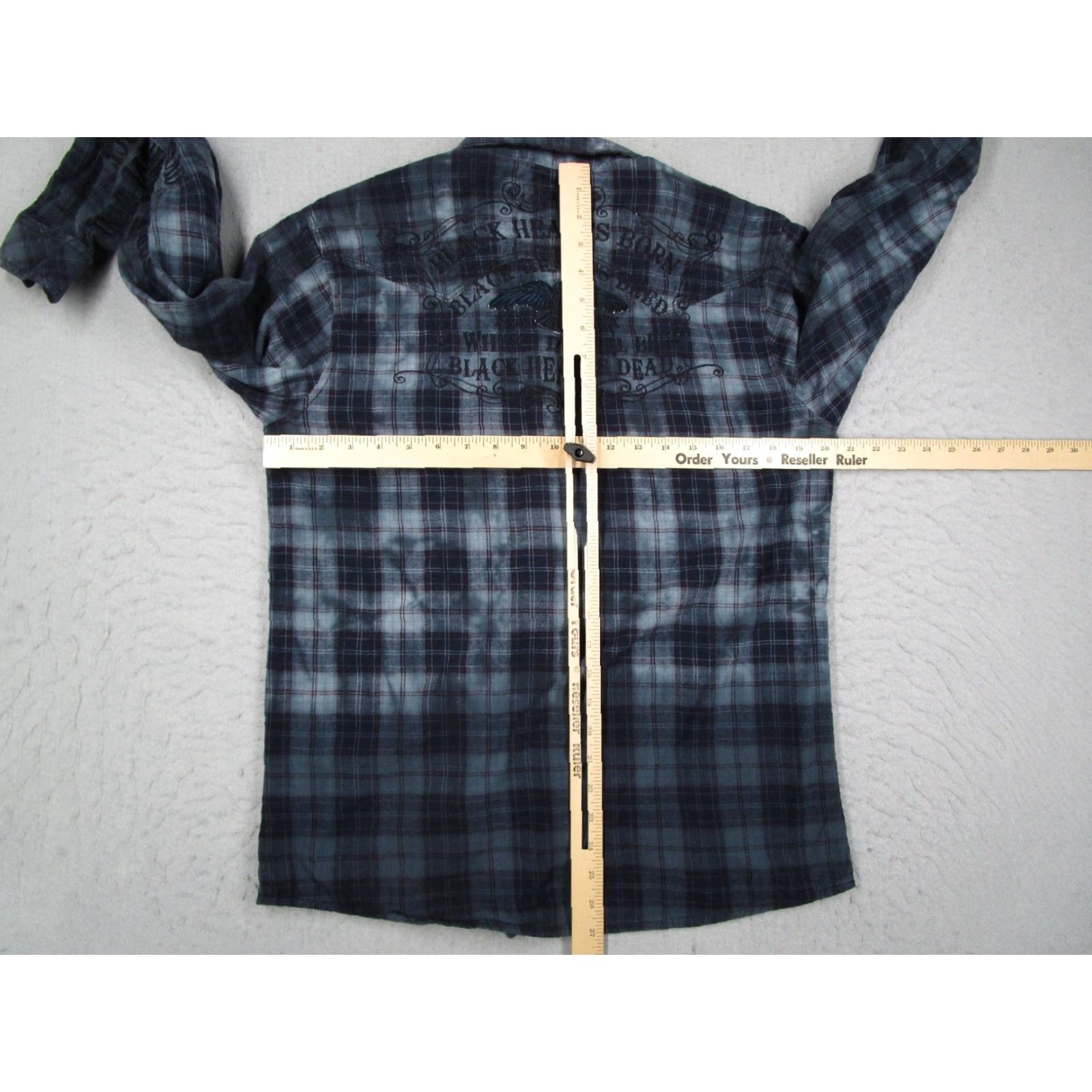 Vintage VINTAGE Black Hearts Brigade Shirt Mens Large Blue Plaid Long Sleeve Button Up Biker Rock Size US L / EU 52-54 / 3 - 7 Thumbnail