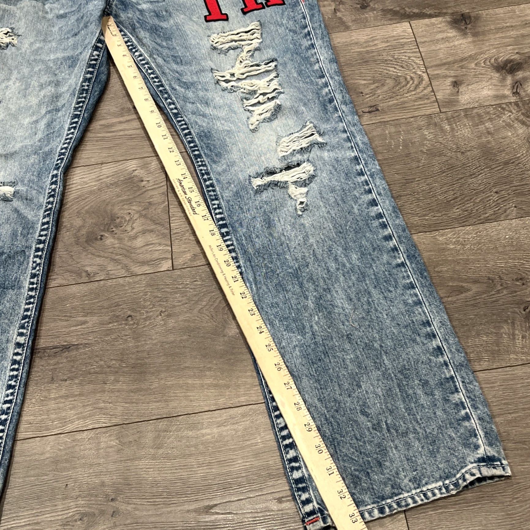 True Religion VINTAGE True Religion Jeans Straight 42 Mens Regular 42 Light Blue 90s Y2K TR Patchwork Size US 42 / EU 58 - 4 Thumbnail