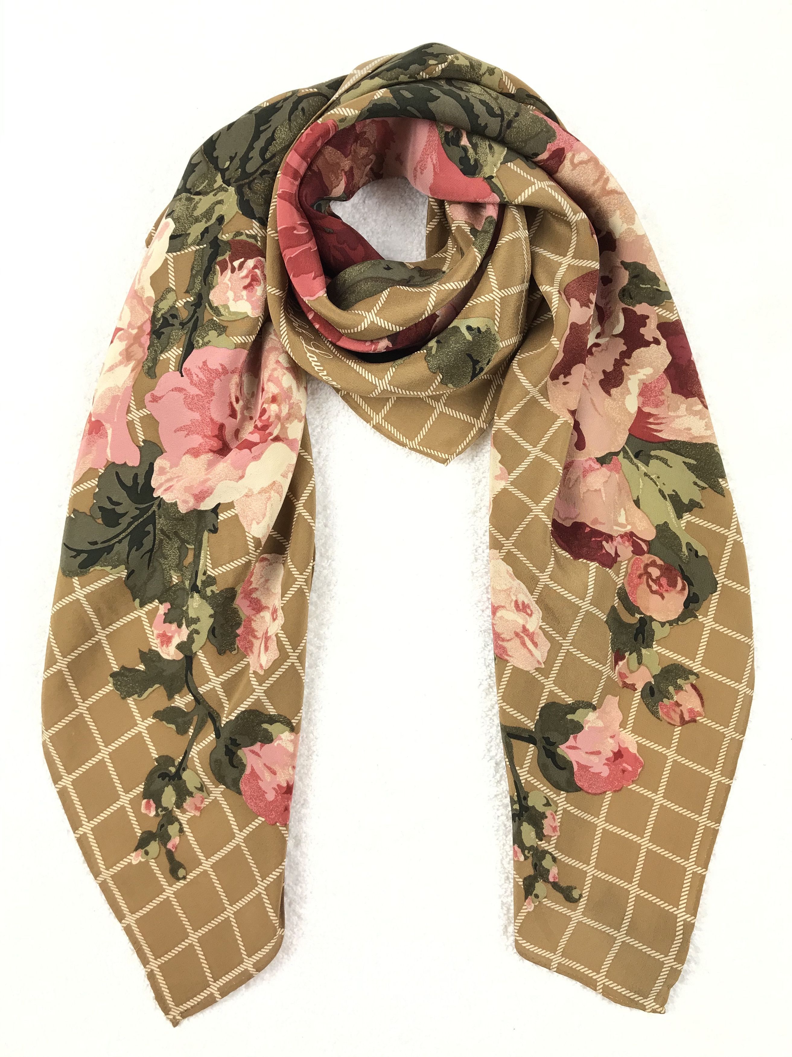 Ralph Lauren RL401 Vintage Ralph Lauren Silk Scarf Shawl Designer Scarf Size ONE SIZE - 5 Thumbnail