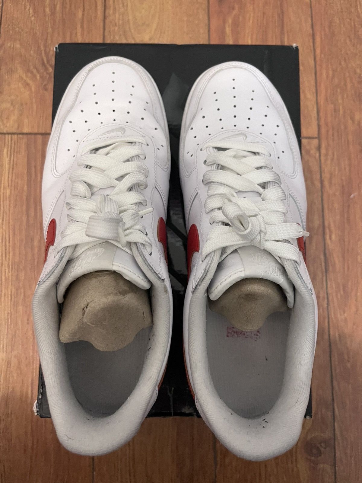 Nike × Supreme USED Nike Air Force 1 Supreme Red Swoosh “Shanghai” Size US 10 / EU 43 - 4 Thumbnail