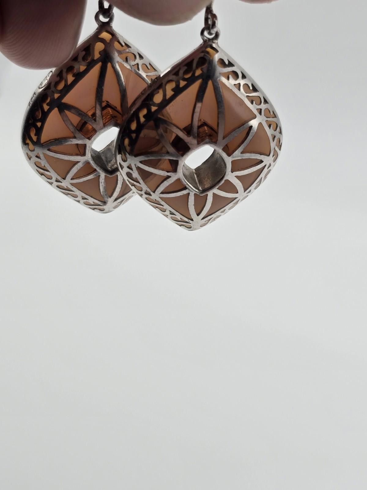Other Vintage Sterling Silver Inlay Earrings Geometric Floral Size ONE SIZE - 5 Thumbnail